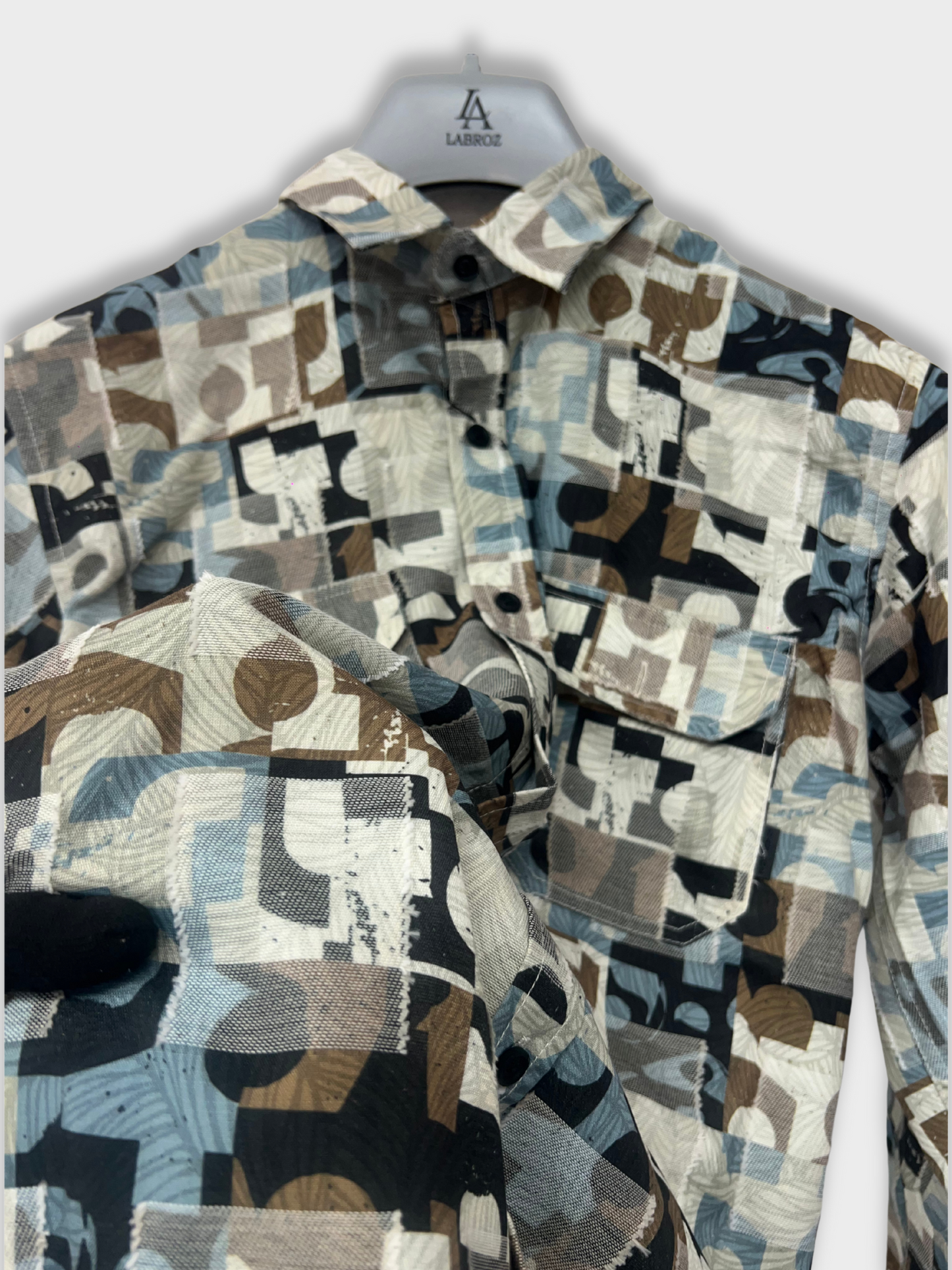 CUT WORK MULTICOLOR ABSTRACT SHIRT