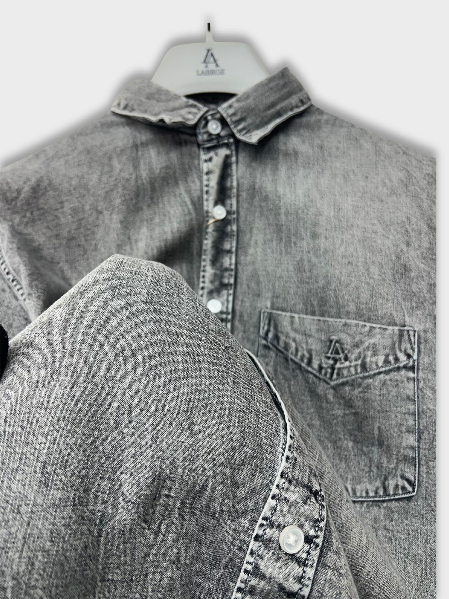GREY SLIM FIT DENIM SHIRT