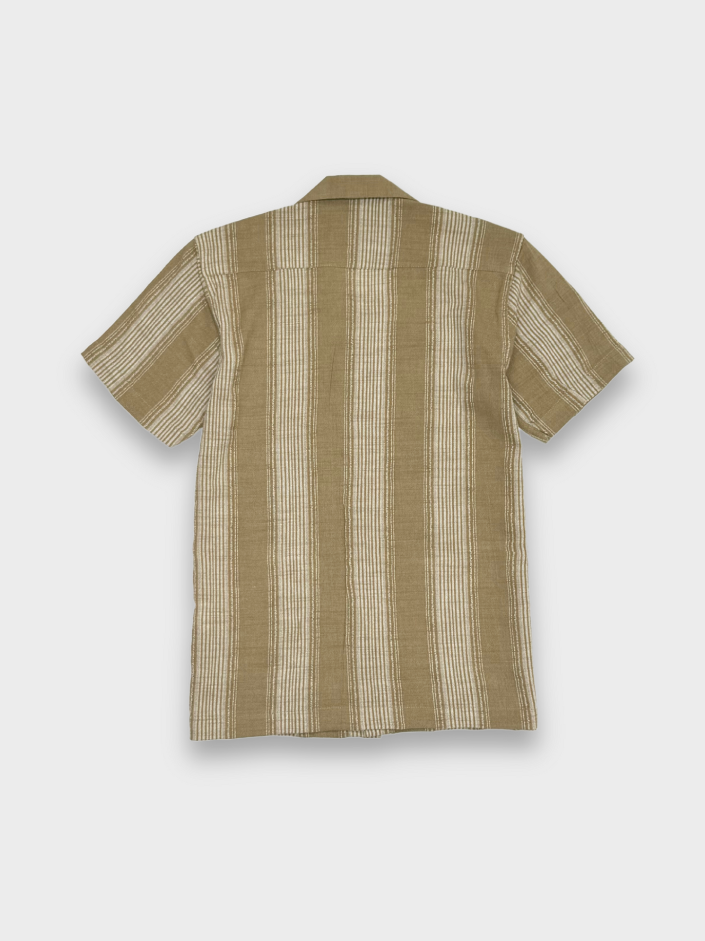 TAN STRIPED TEXTURED HALF SLEEVES SHIRT