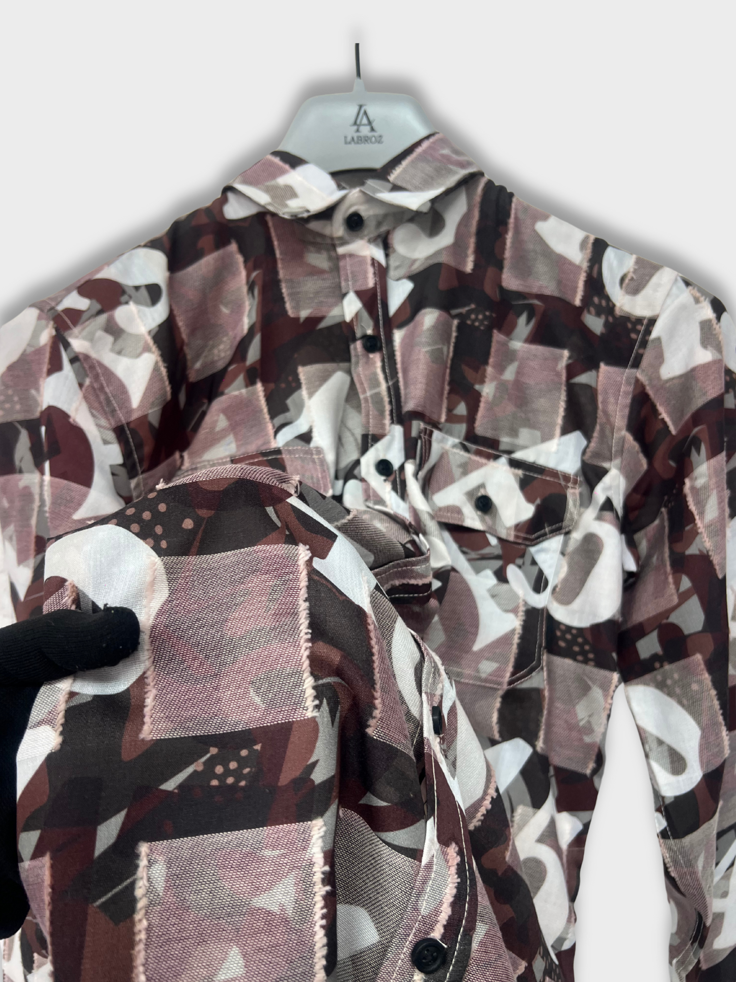 CUT WORK MULTICOLOR ABSTRACT SHIRT