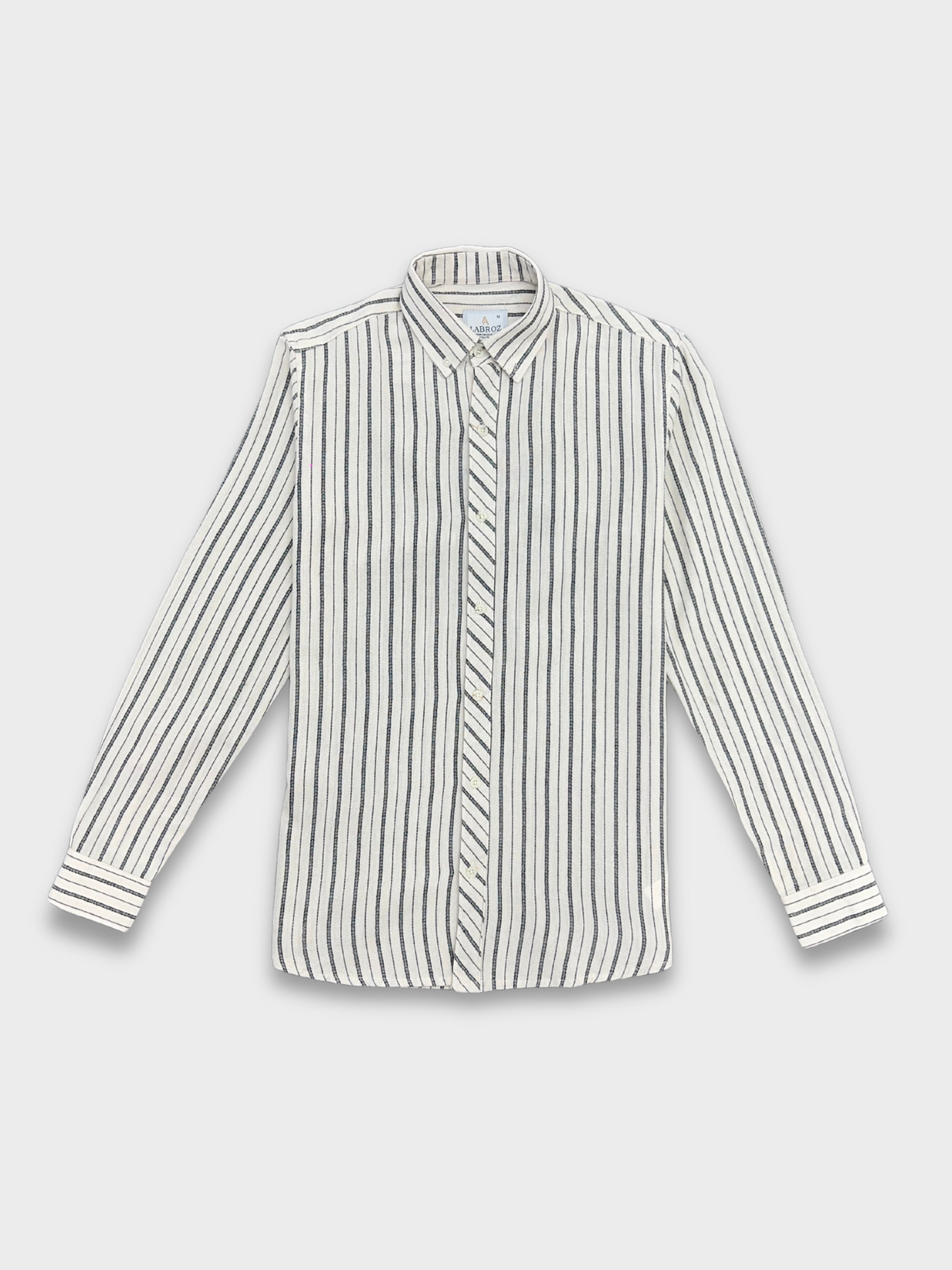 Men's White Linen Striped Slim Fit Shirt