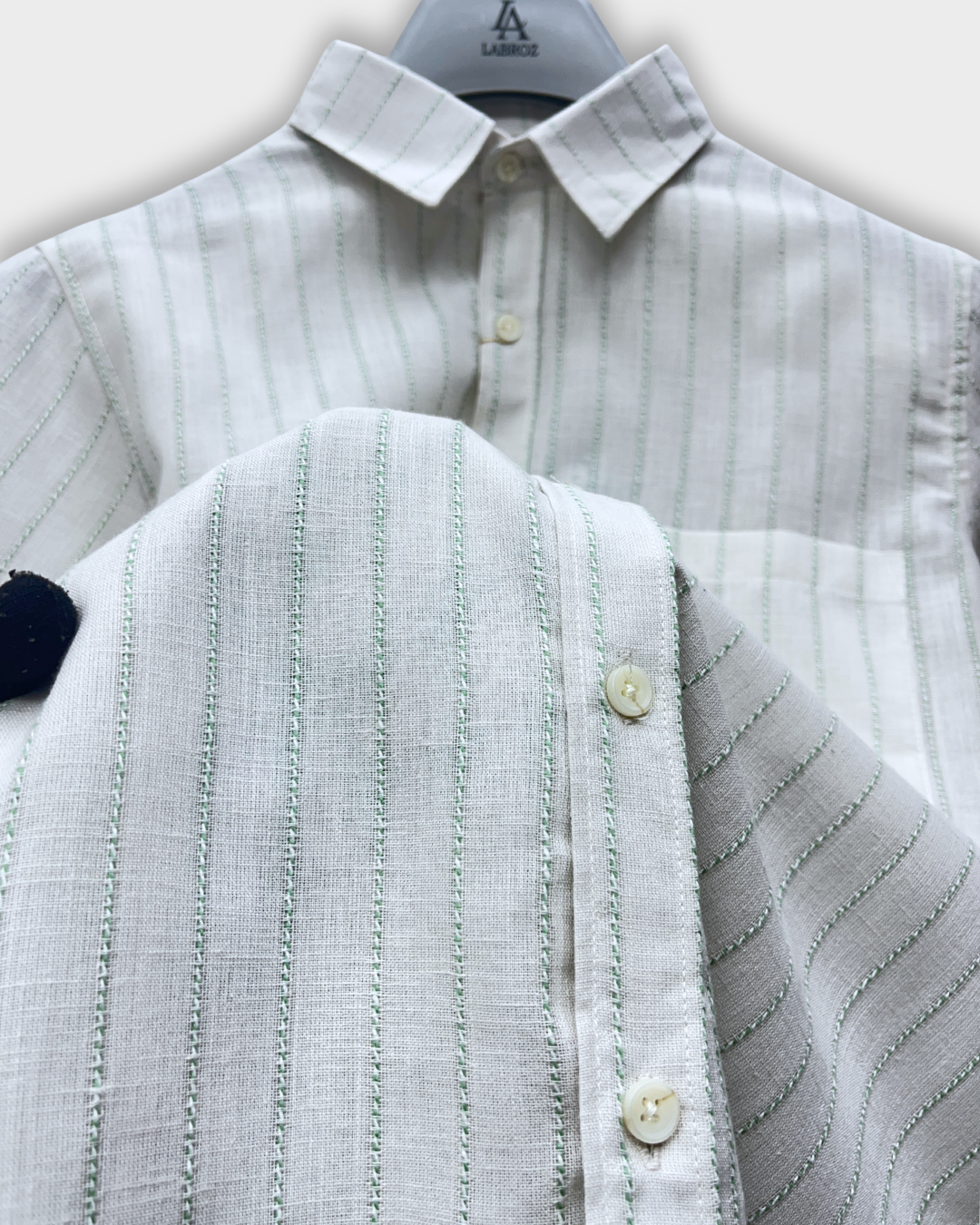 Men's Slim Fit Striped Off White Linen Shirt