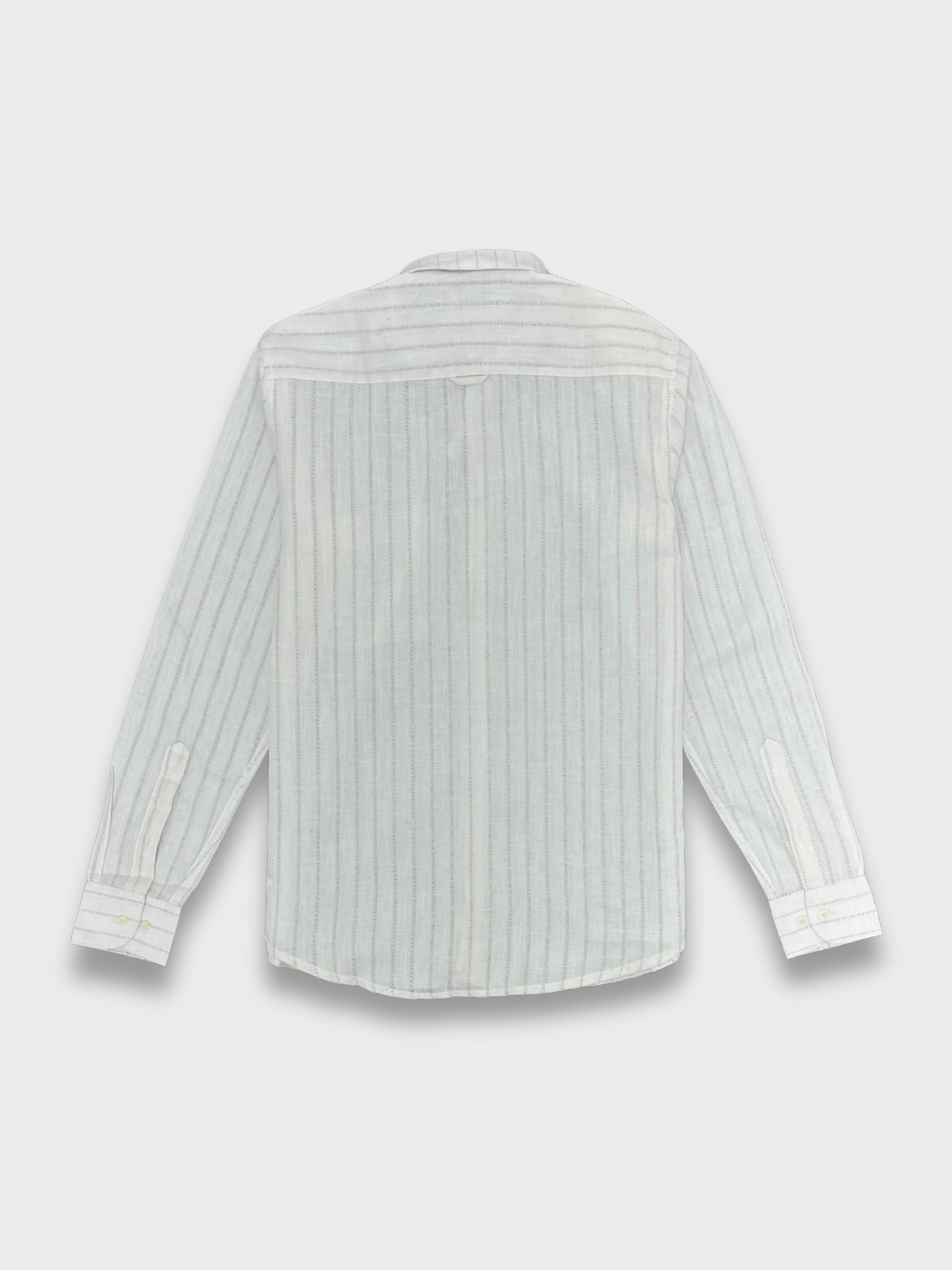 Men's Slim Fit Striped Off White Linen Shirt