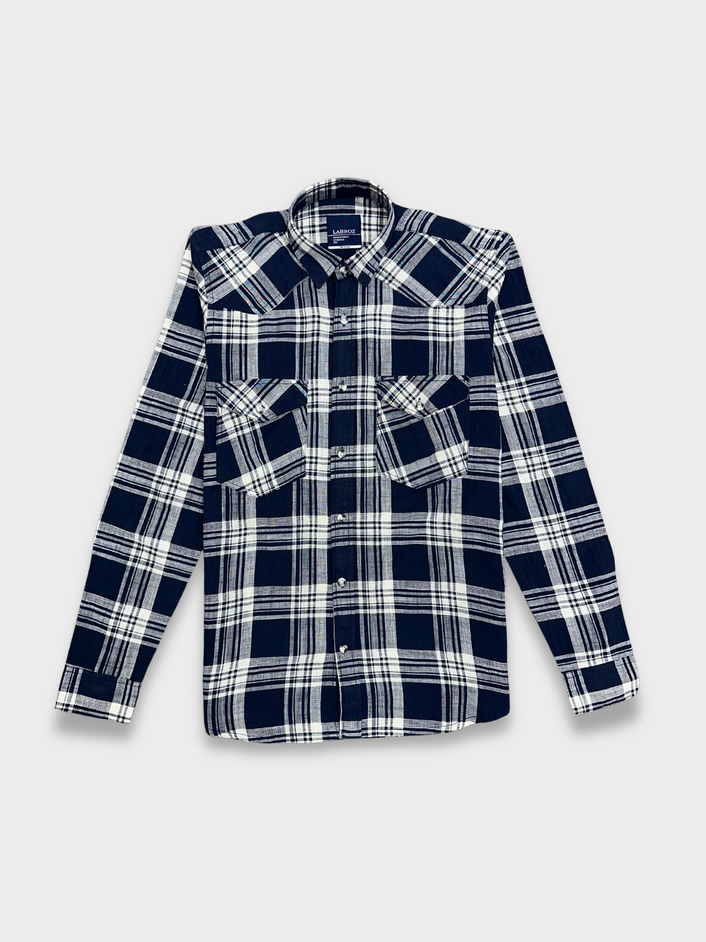 Men's Dark Blue Dobby Check Slim Fit Shirt