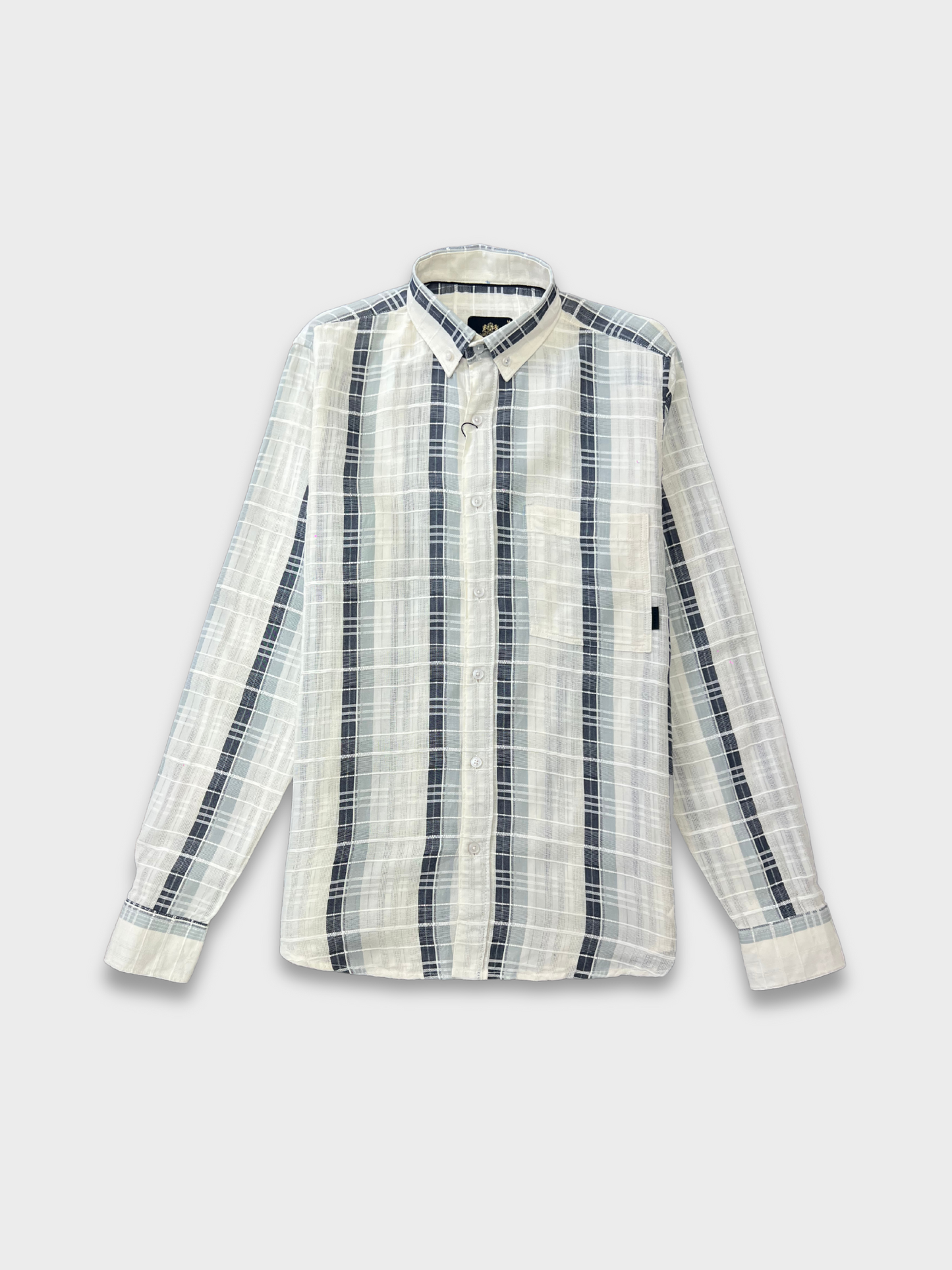 MEN'S SHANEEL EMBROIDERED SLATE BUE STRIPES SLIM FIT SHIRT