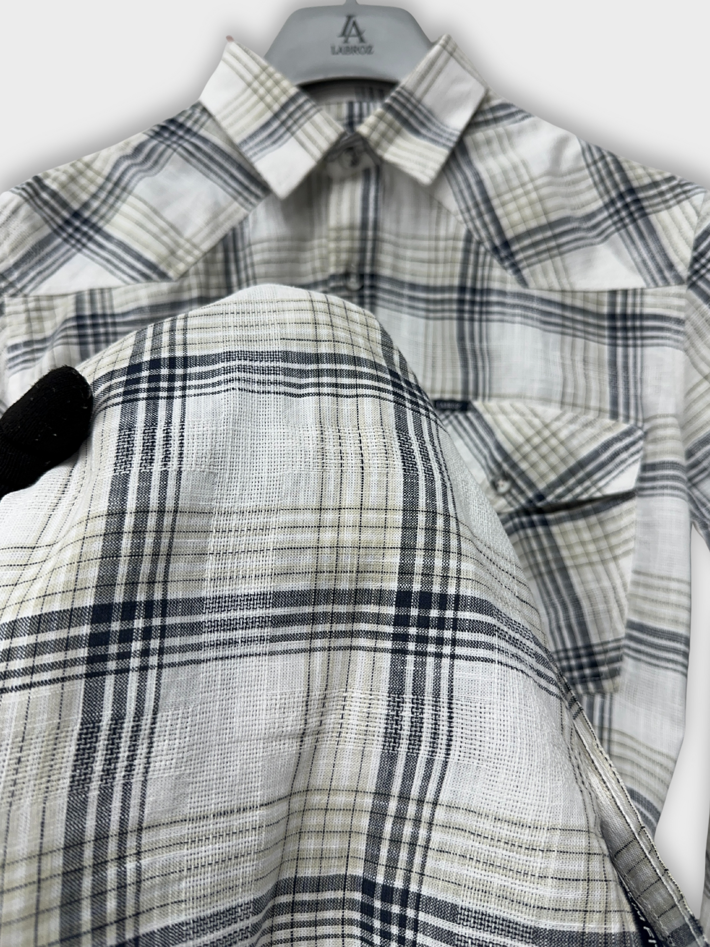 Men's Dobby Check Beige Slim Fit Shirt