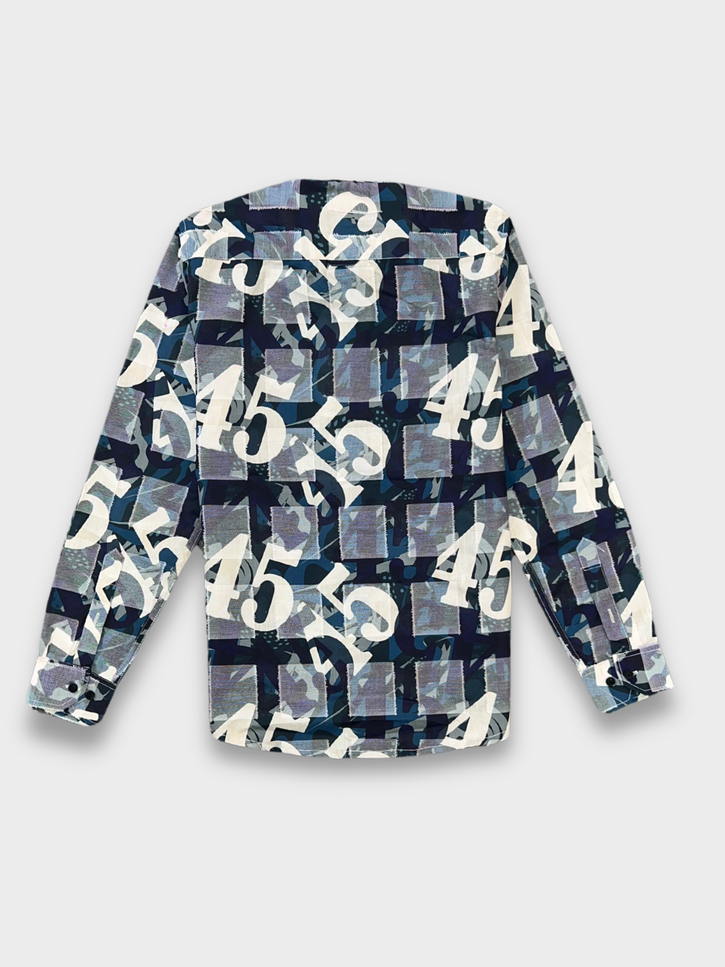 CUT WORK DARK BLUE ABSTRACT SHIRT