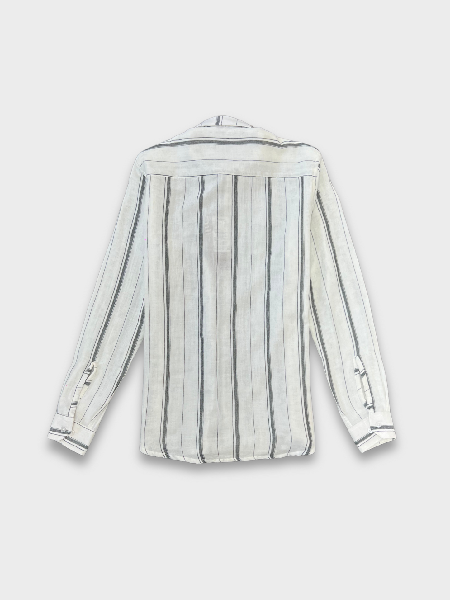 Men's White Linen Striped Slim Fit Shirt