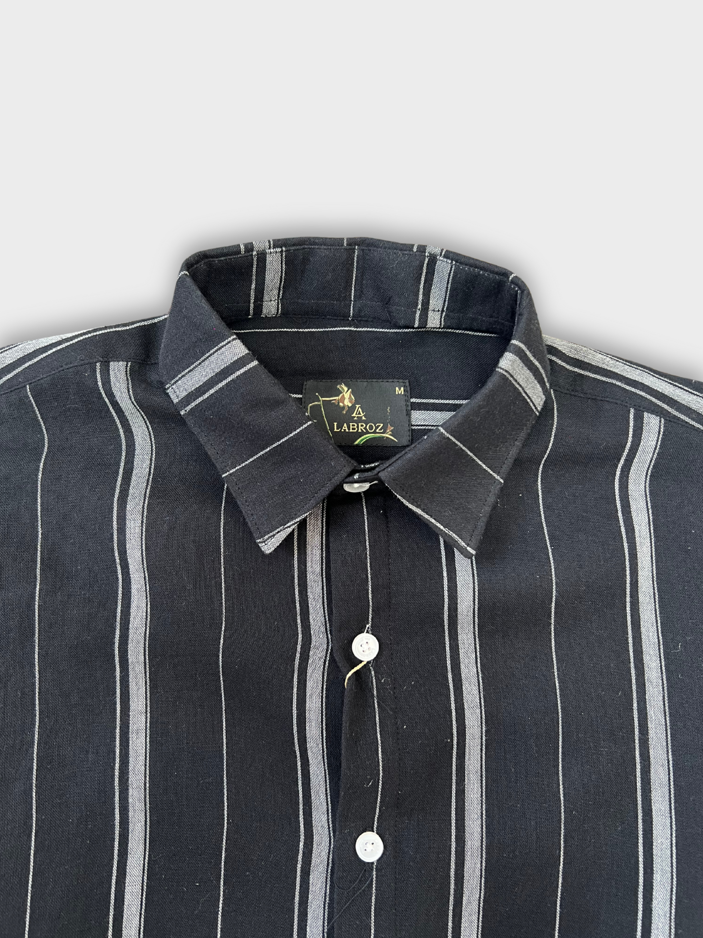 Men's Black Linen Striped Slim Fit Shirt
