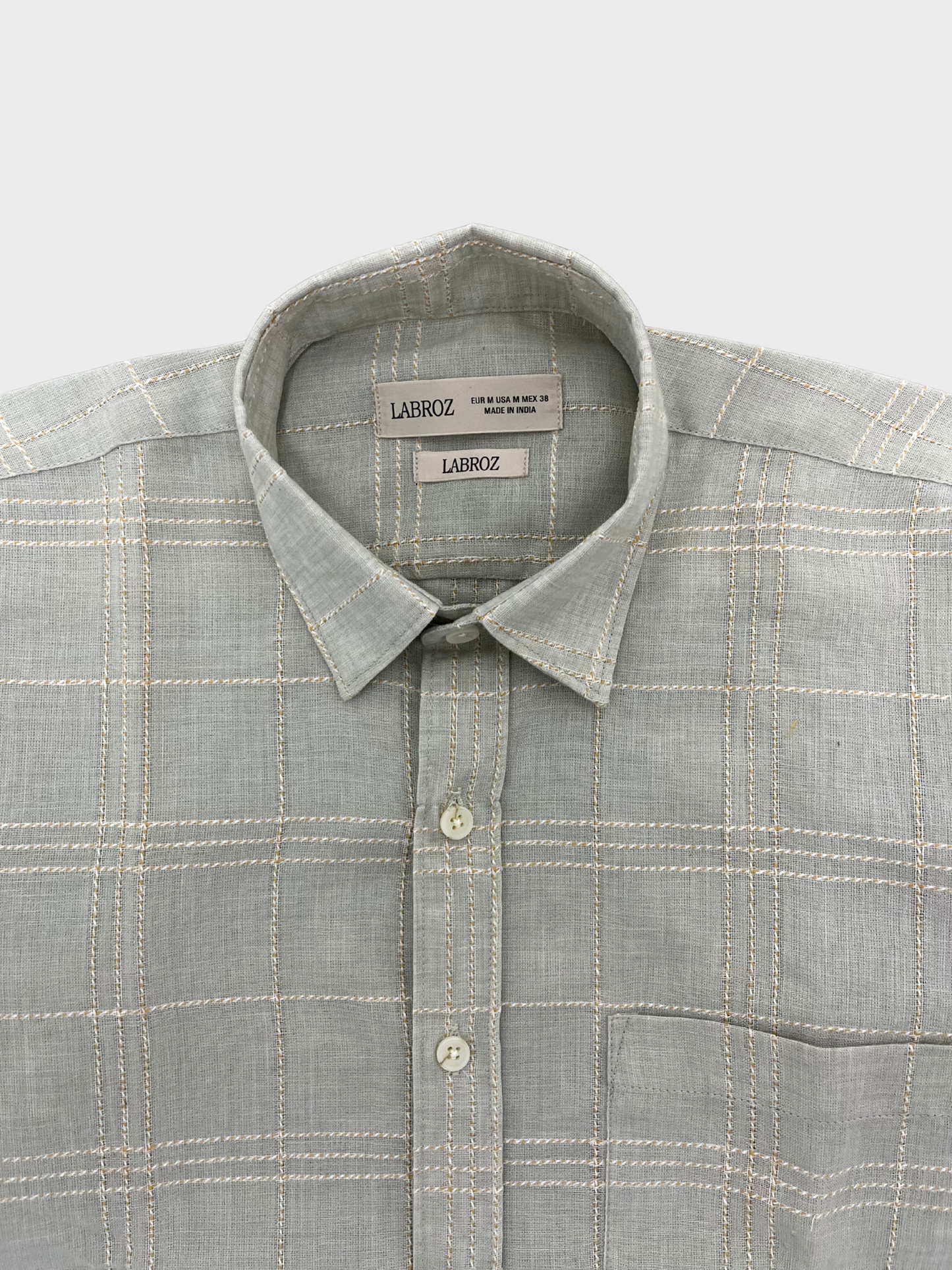 Men's Slim Fit Checkered Sea Green Linen Shirt