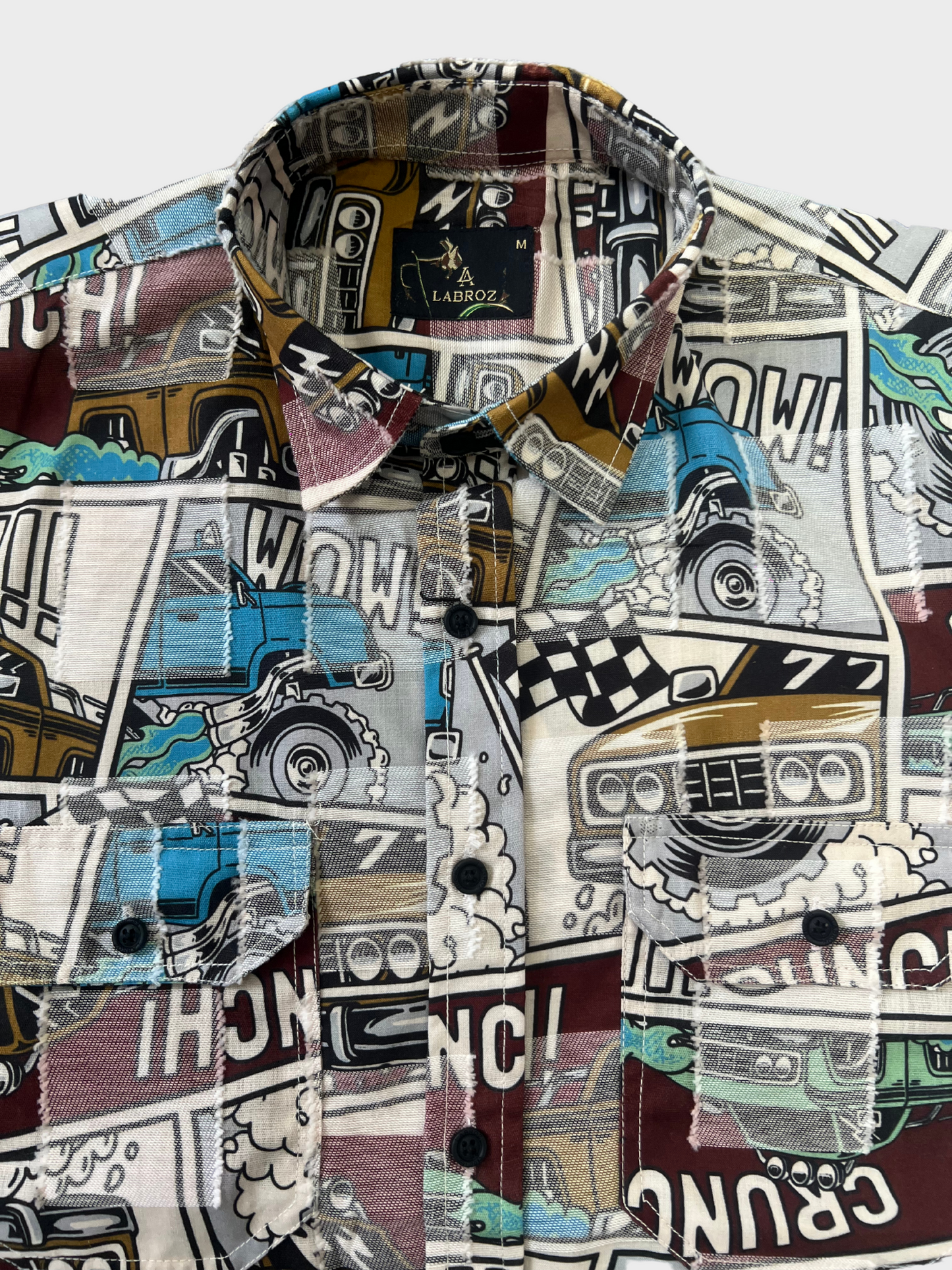 CUT WORK MULTICOLOR ABSTRACT SHIRT