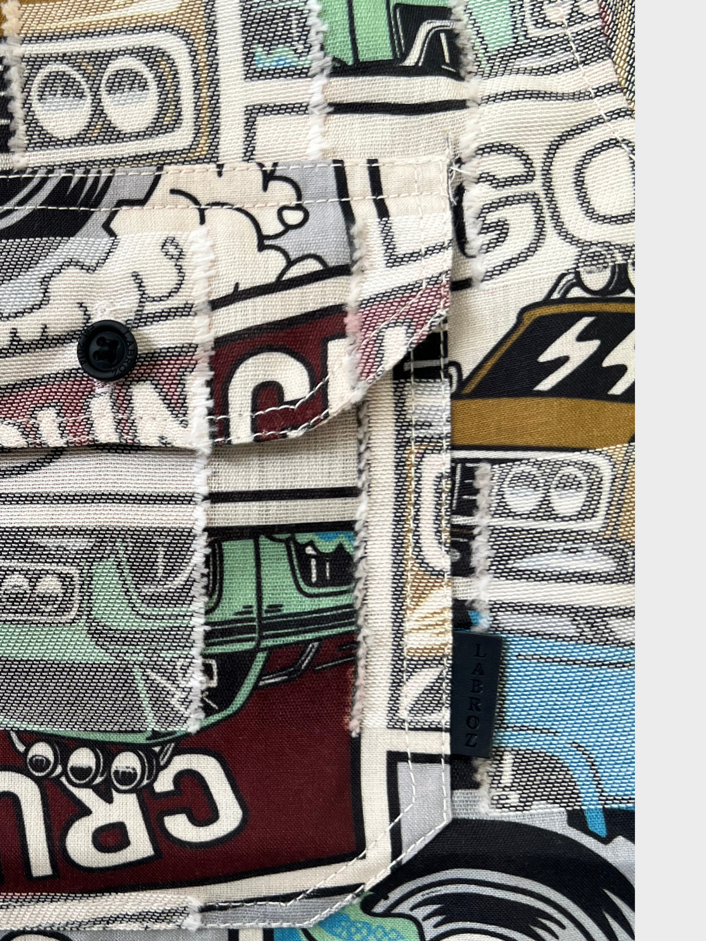 CUT WORK MULTICOLOR ABSTRACT SHIRT