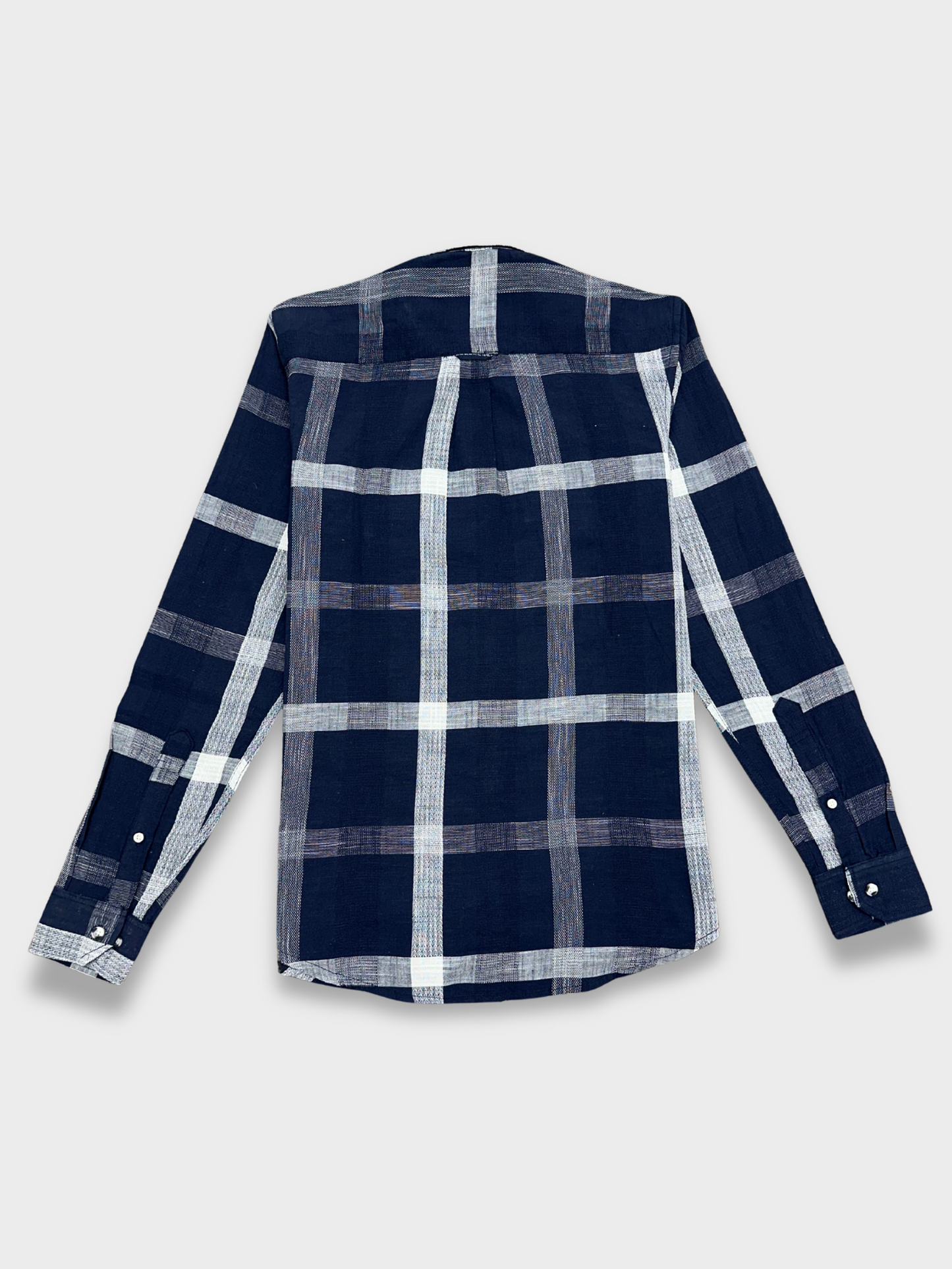 Men's Dobby Check Navy Blue Slim Fit Shirt
