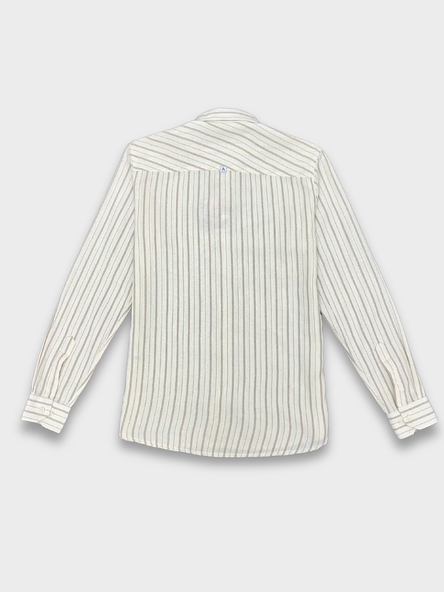 Men's Off White Linen Striped Slim Fit Shirt
