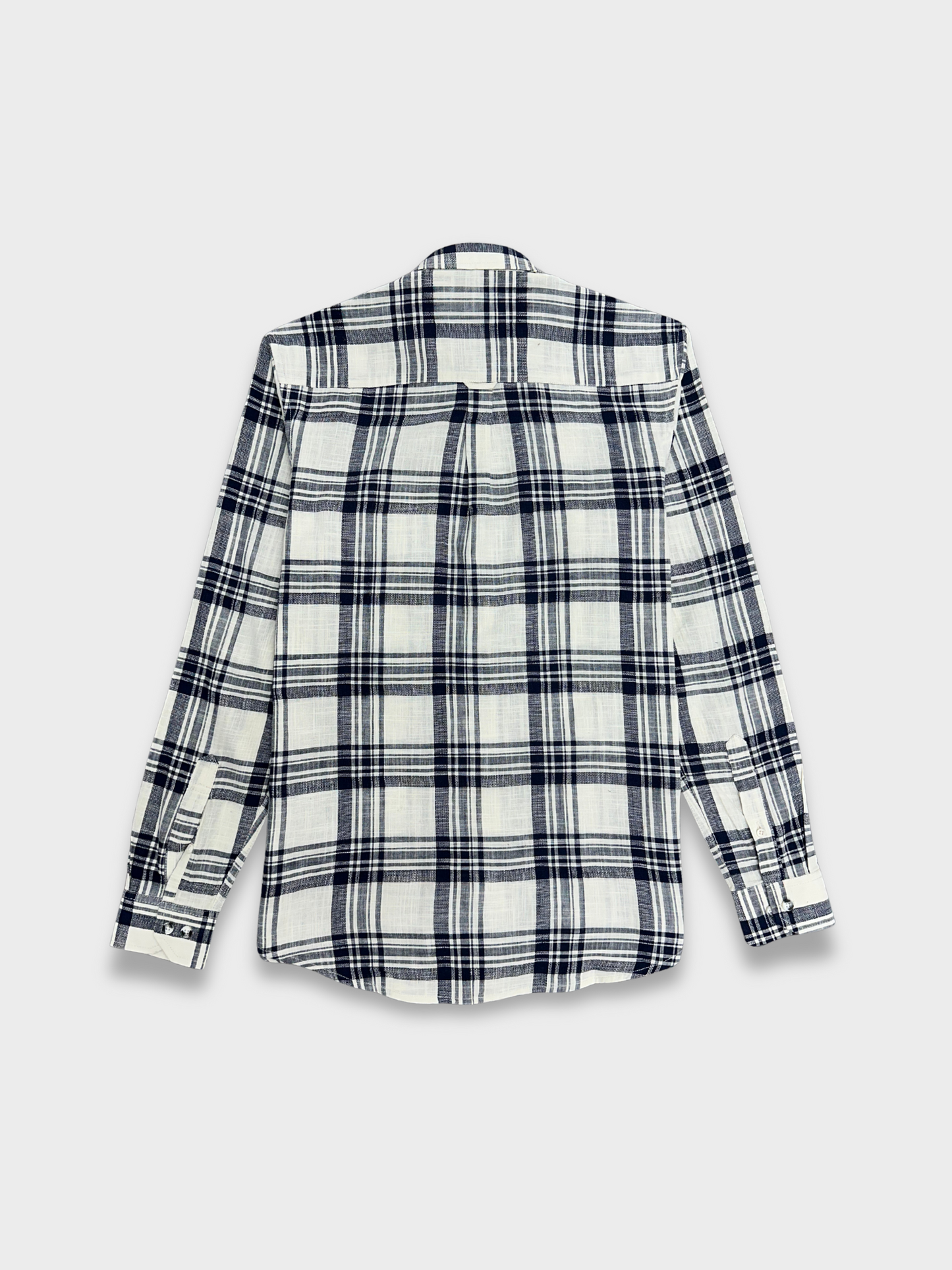 Men's White Dobby Blue Check Slim Fit Shirt
