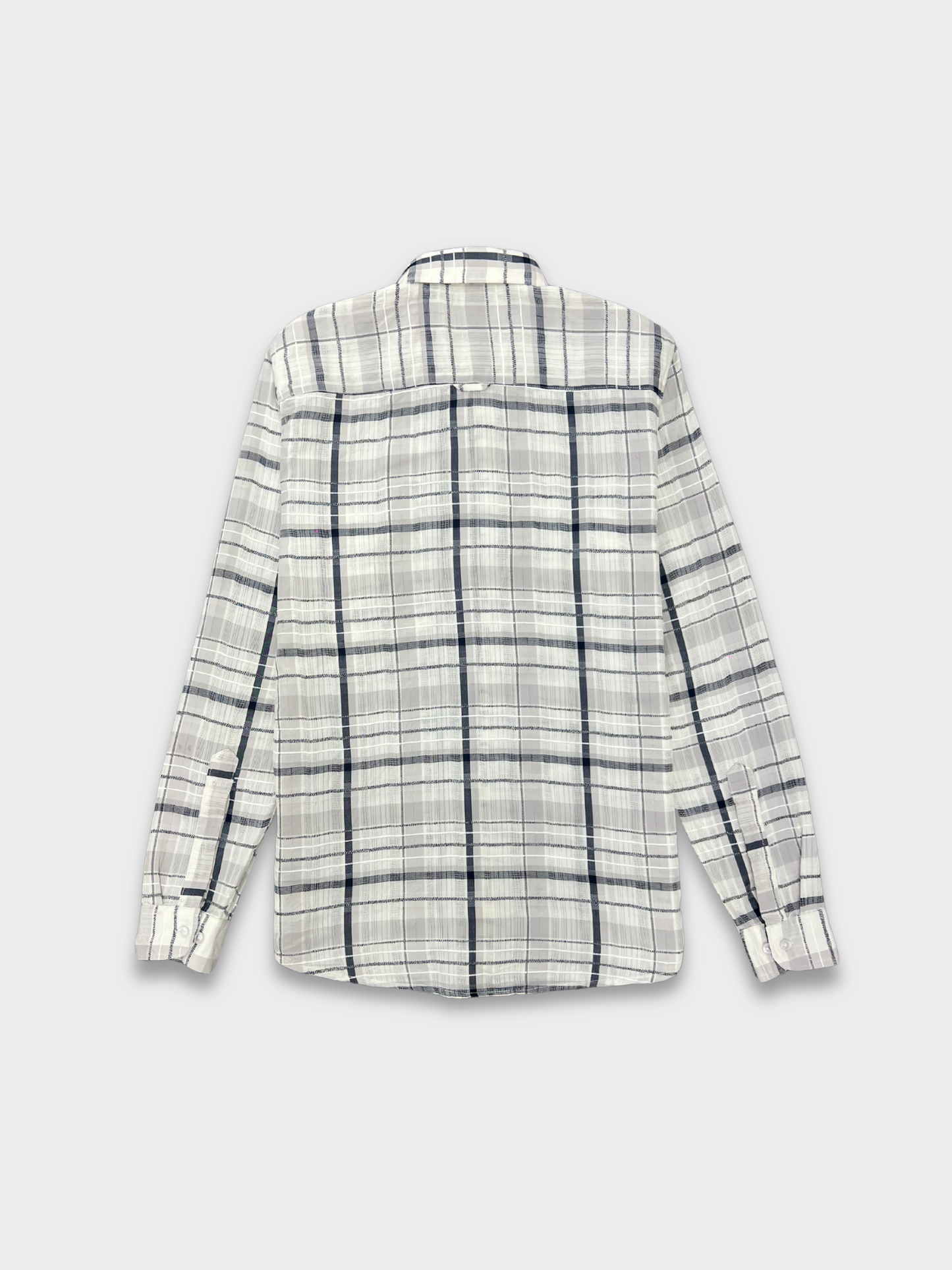 MEN'S SHANEEL EMBROIDERED NAVY BLUE CHECK SLIM FIT SHIRT