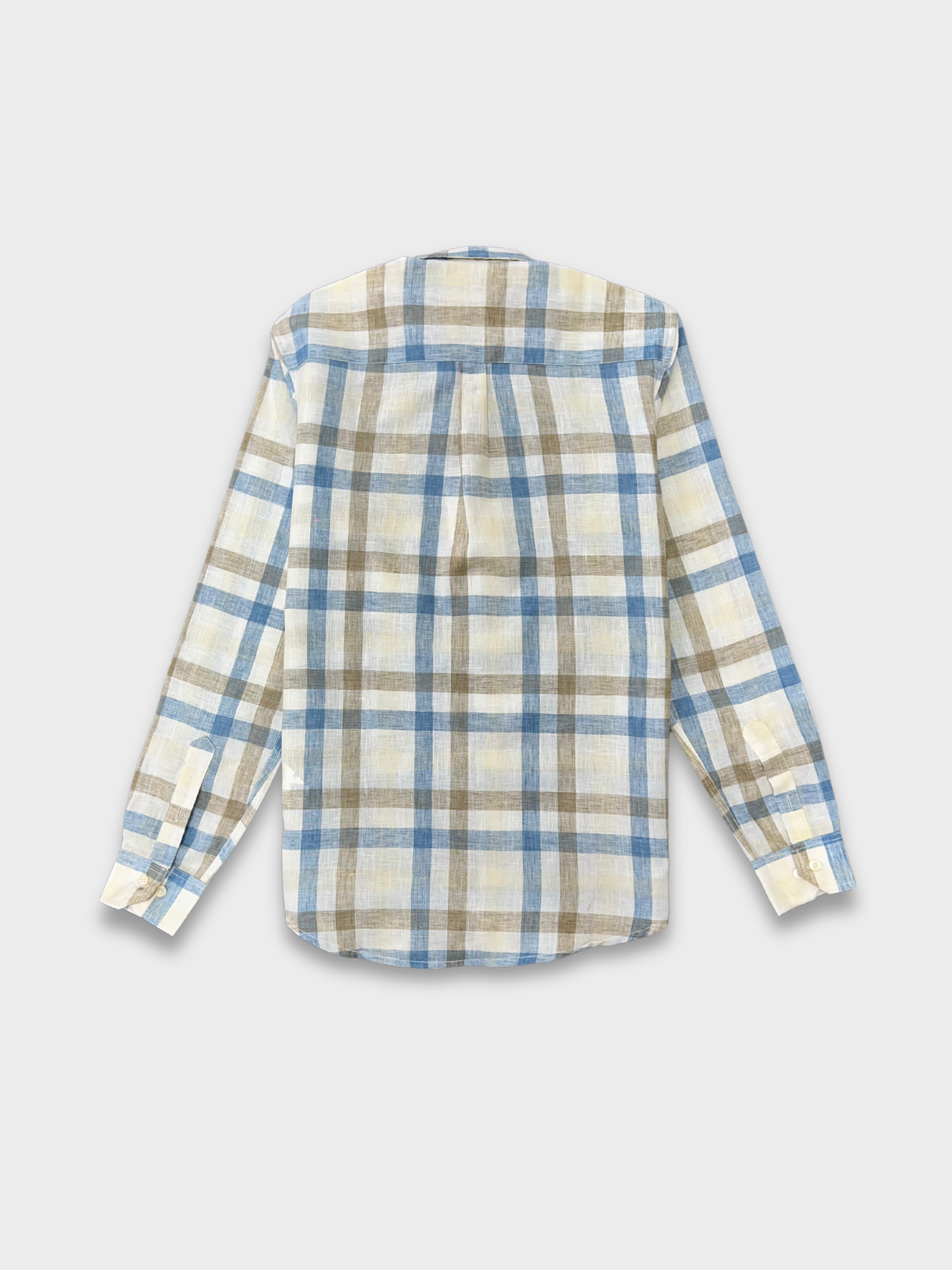 MULTICOLOR CHECKERED LINEN BLEND SLIM FIT SHIRT