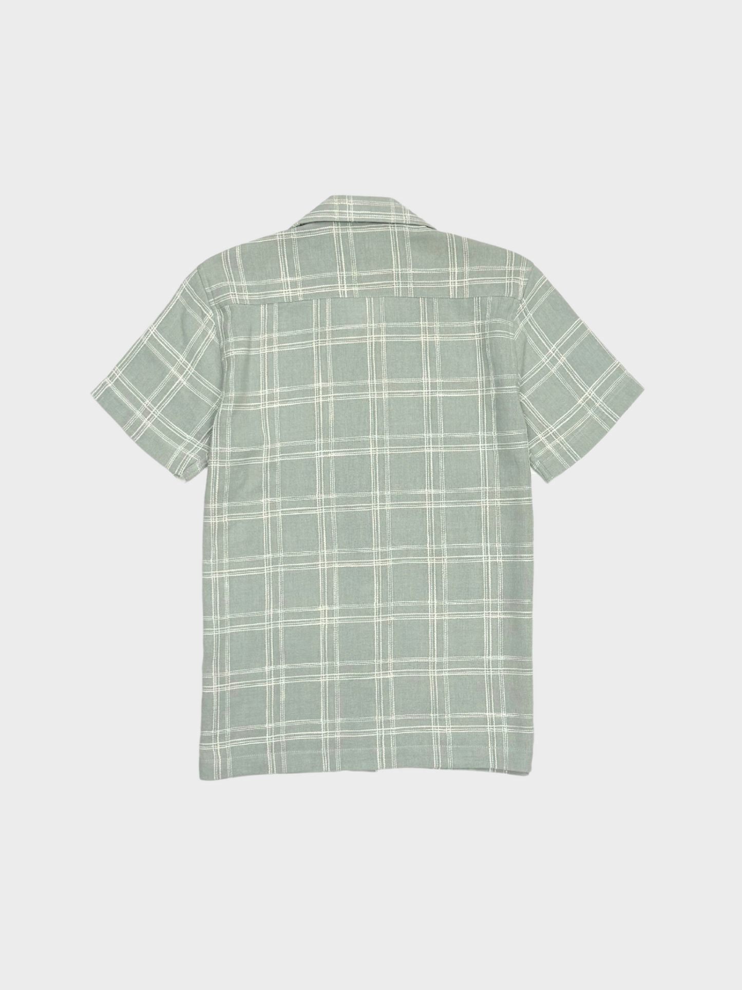 SOFT GREEN CHECKED TEXTURED HALF SLEEVES SHIRT
