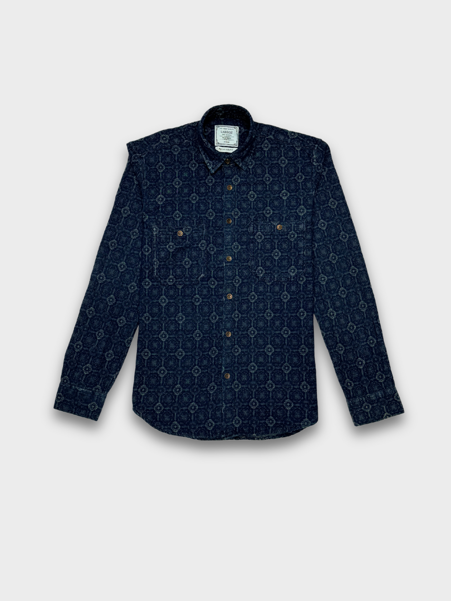 TINTED JACQUARD SLIM FIT DENIM SHIRT