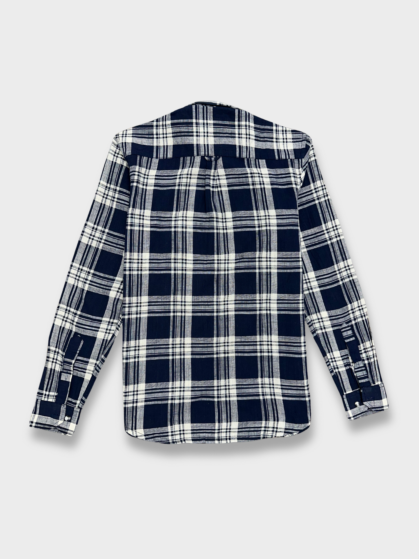 Men's Dark Blue Dobby Check Slim Fit Shirt