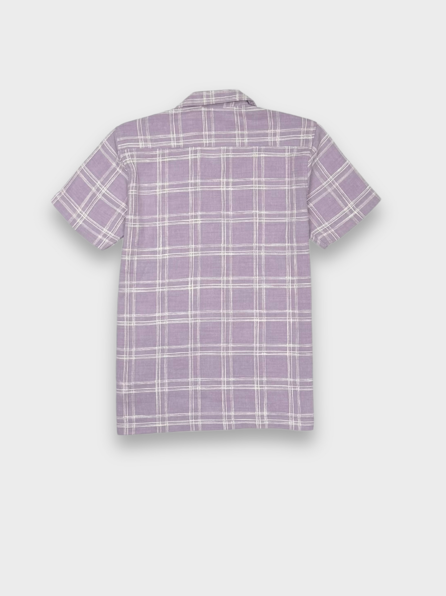 LAVENDER CHECKED TEXTURED HALF SLEEVES SHIRT