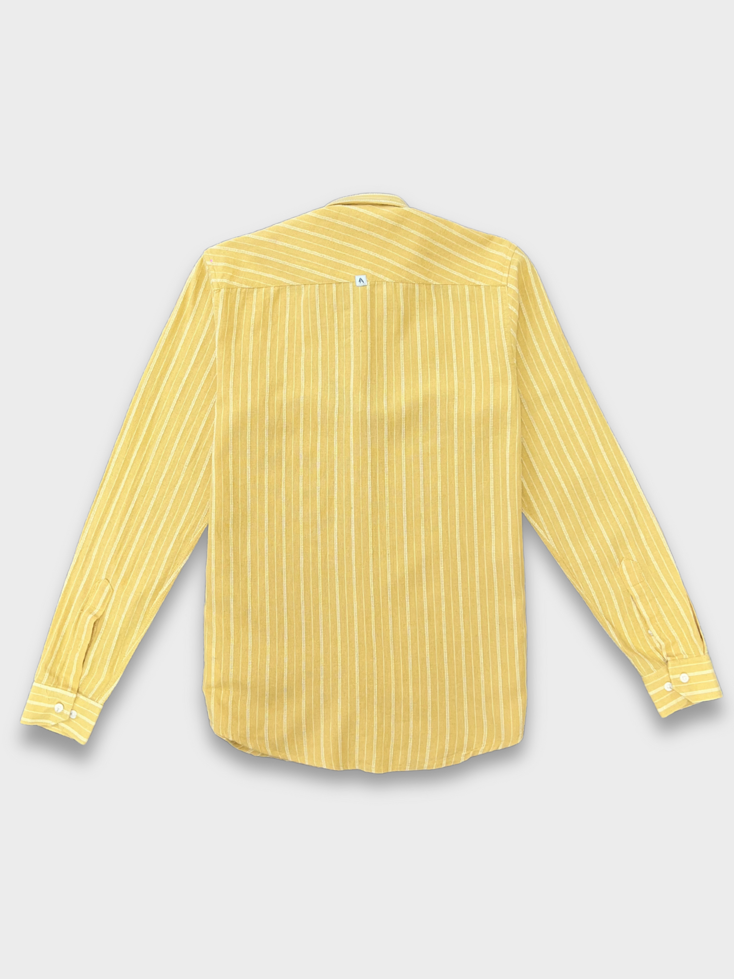 Men's Yellow Linen Striped Slim Fit Shirt