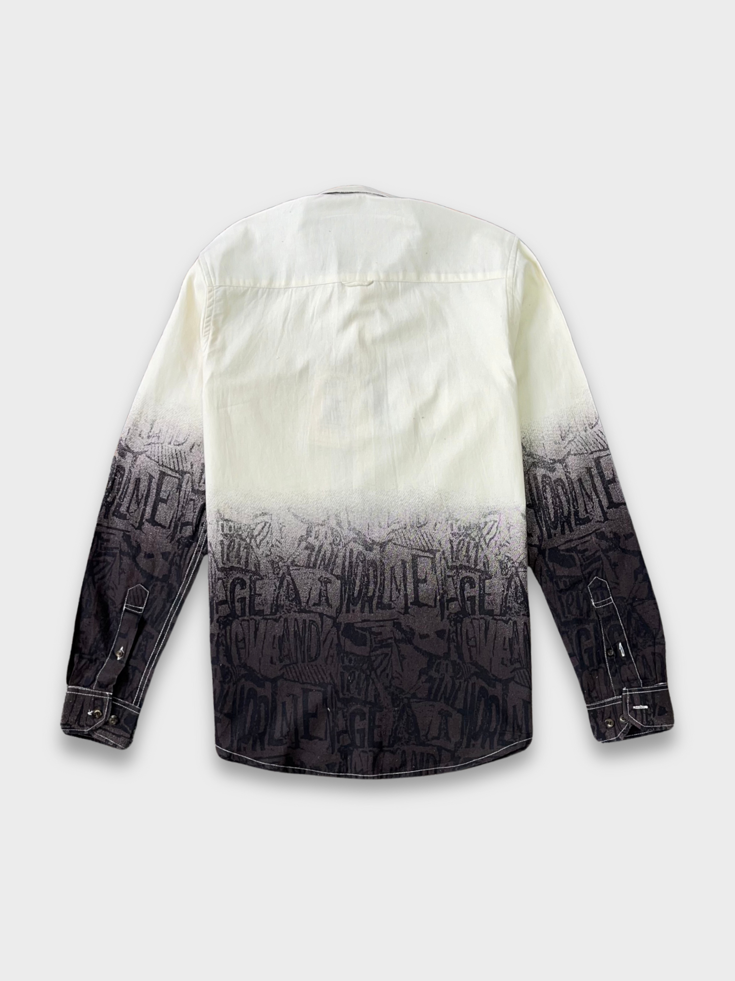 Men's Beige & Brown Gradient Abstract Graphic Dobby Shirt