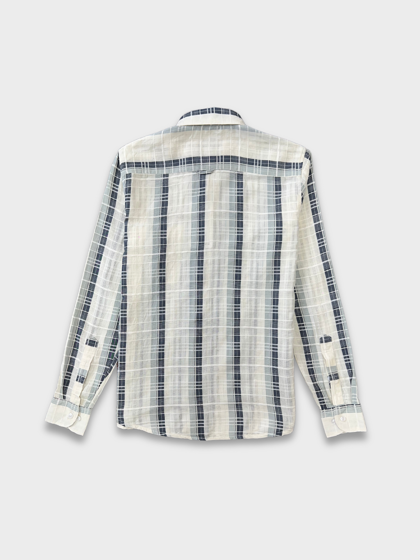MEN'S SHANEEL EMBROIDERED SLATE BUE STRIPES SLIM FIT SHIRT