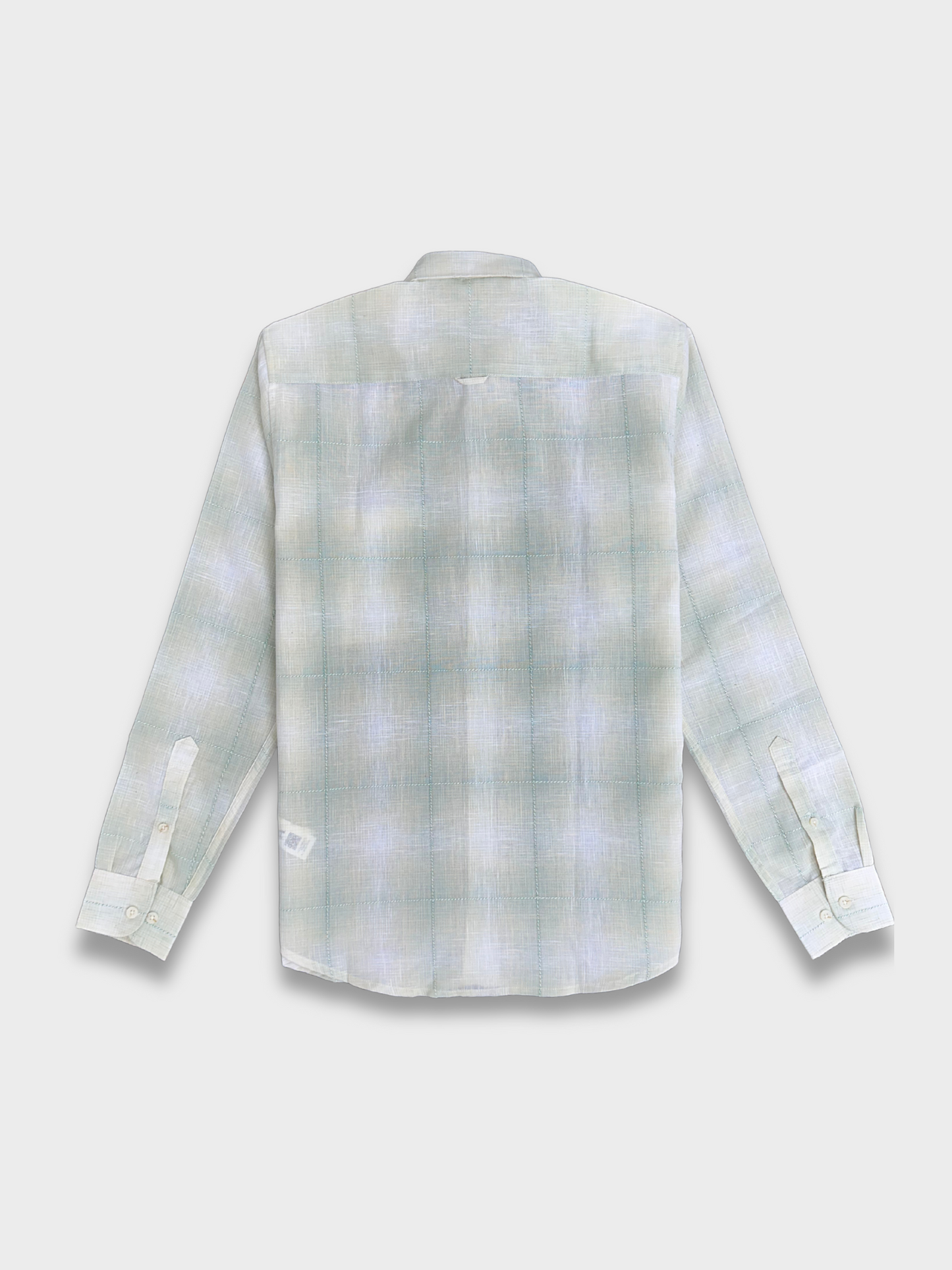 Men's Slim Fit Checkered Soft Green Linen Shirt