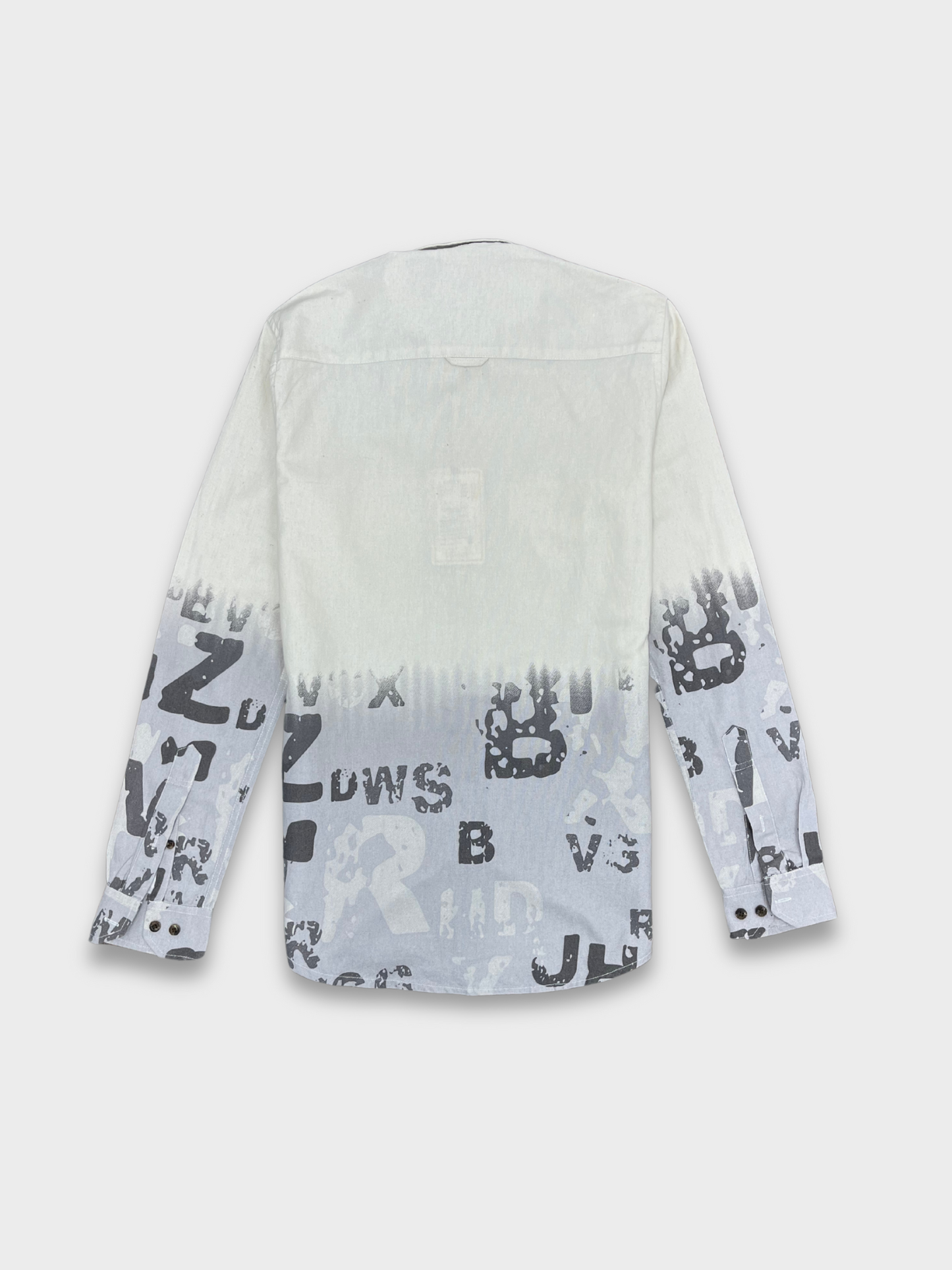 Men's White & Grey Gradient Abstract Print Dobby Shirt