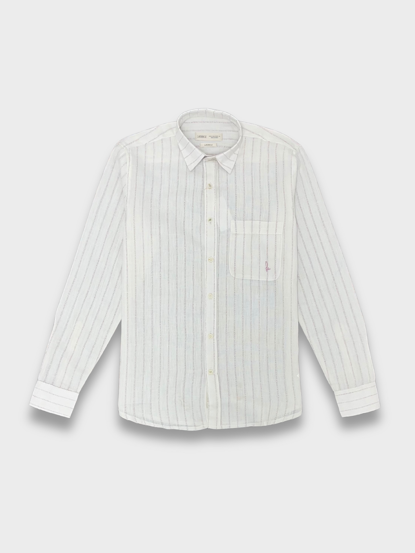 Men's Slim Fit Striped Off White Linen Shirt