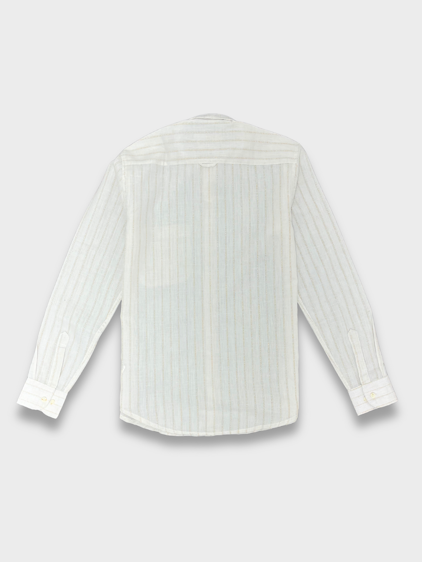 Men's Slim Fit Striped White Linen Shirt