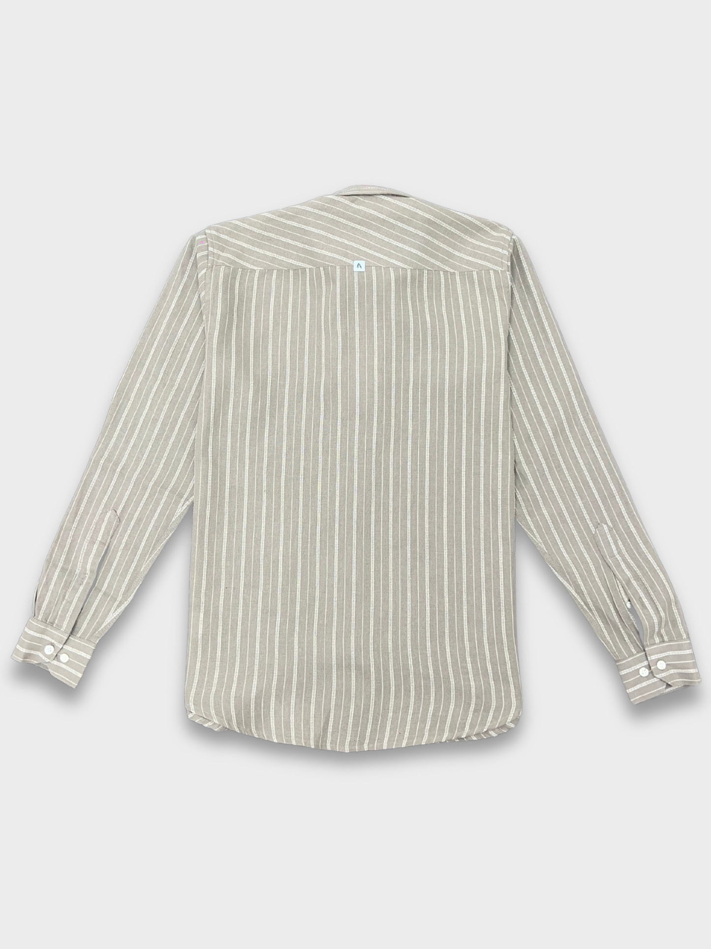 Men's Tan Linen Striped Slim Fit Shirt