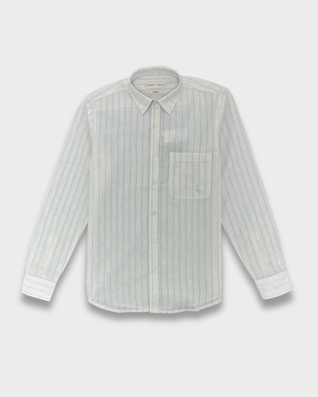 Men's Slim Fit Striped Off White Linen Shirt
