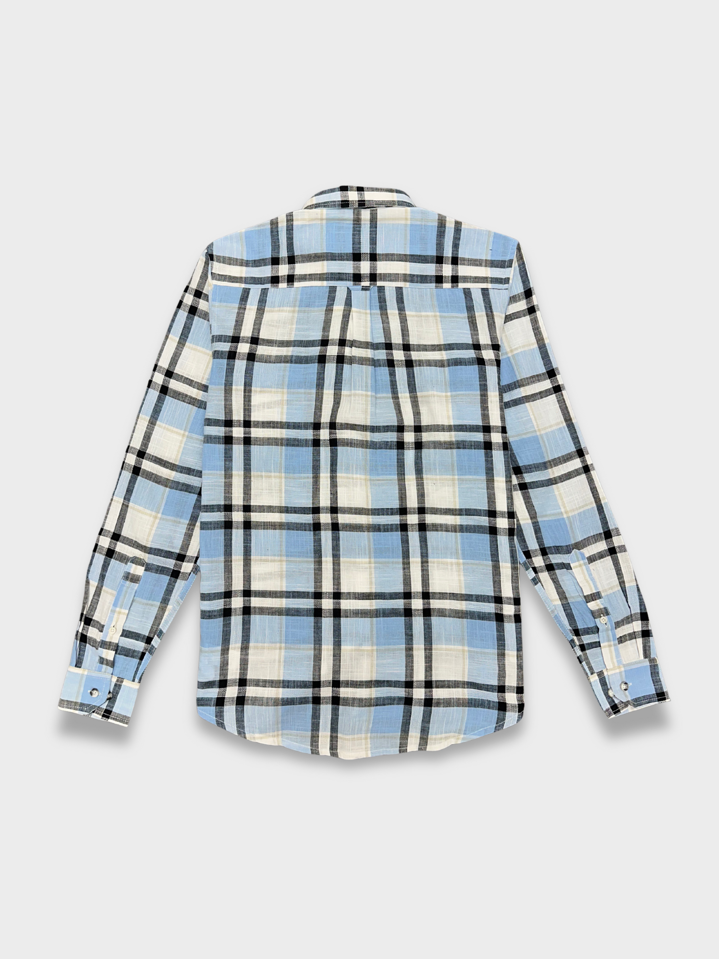 Men's Blue Dobby Check Slim Fit Shirt
