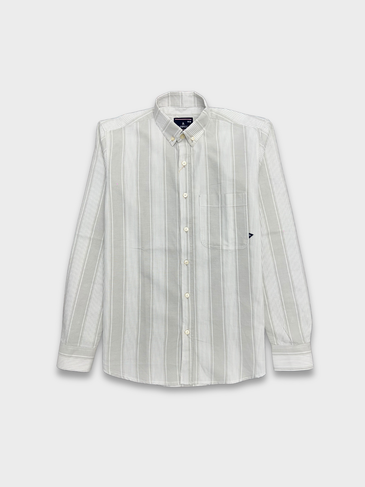 LIGHT GREY OXFORD STRIPES SLIM FIT SHIRT