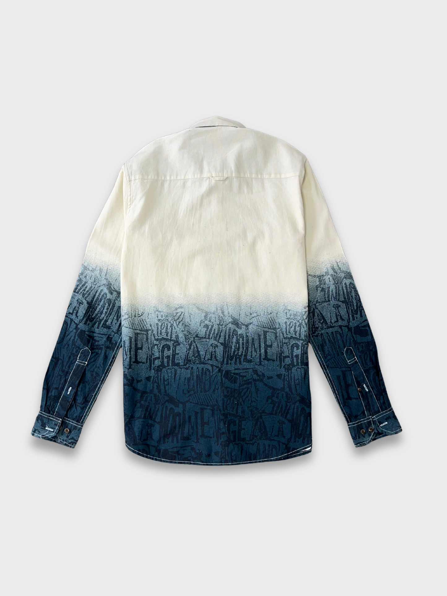 Men's Beige & Navy Gradient Abstract Graphic Dobby Shirt