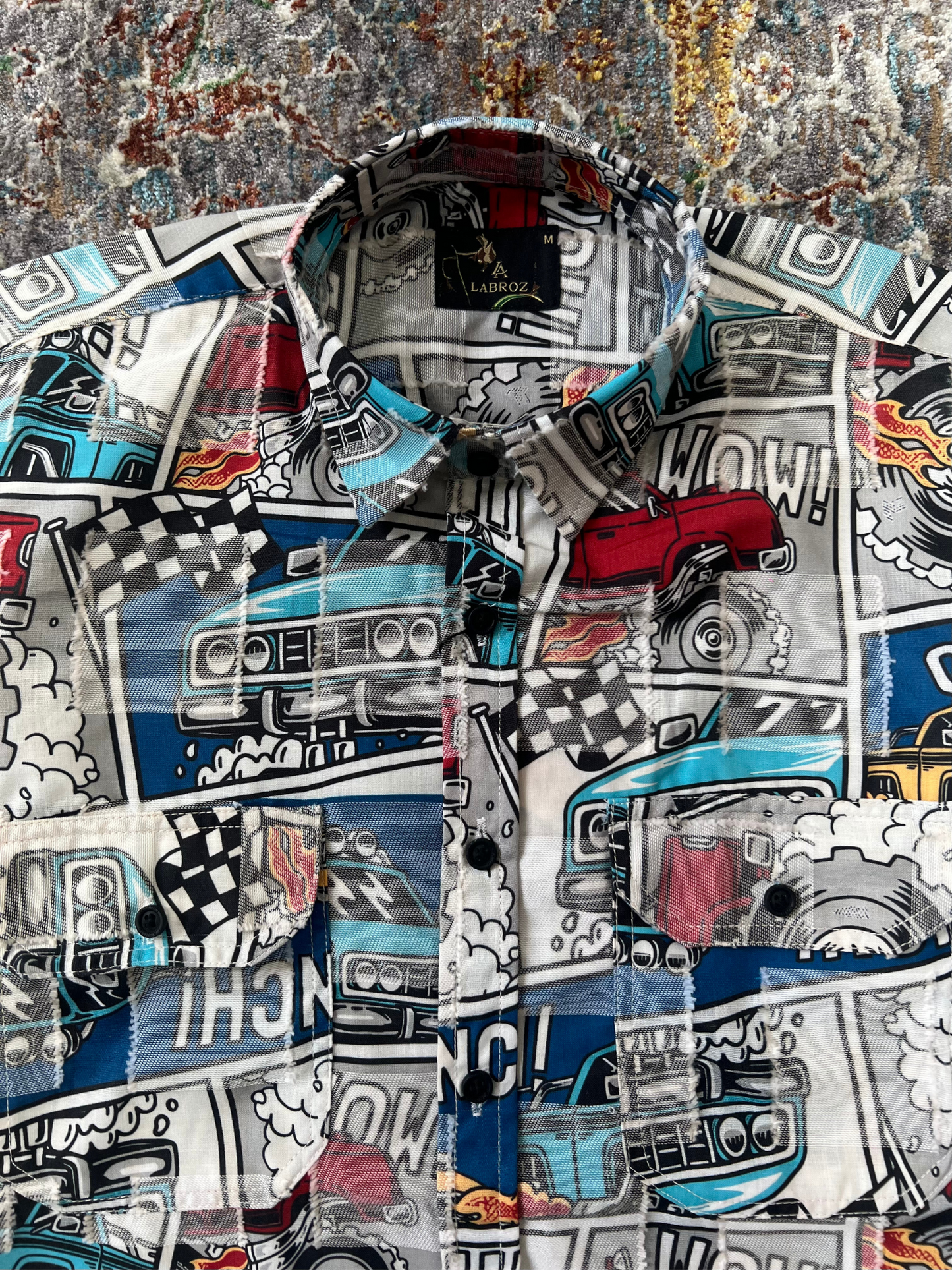 CUT WORK MULTICOLOR ABSTRACT SHIRT