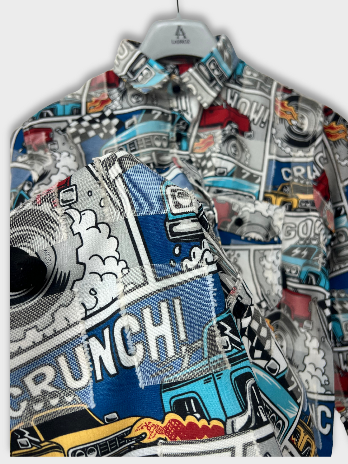 CUT WORK MULTICOLOR ABSTRACT SHIRT