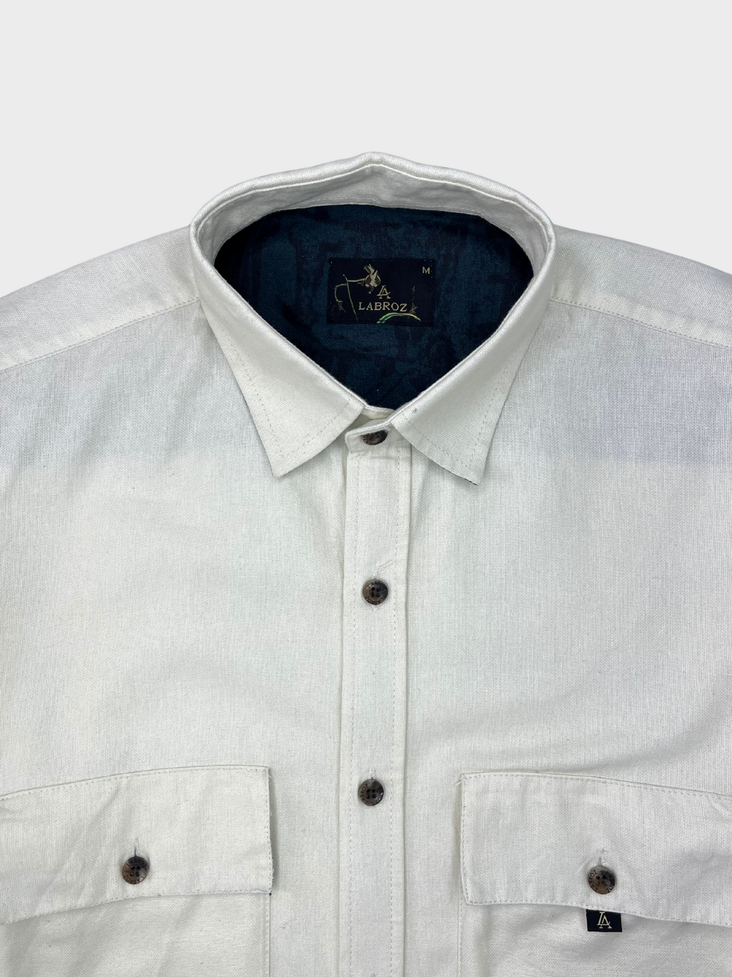 Men's Beige & Navy Gradient Abstract Graphic Dobby Shirt
