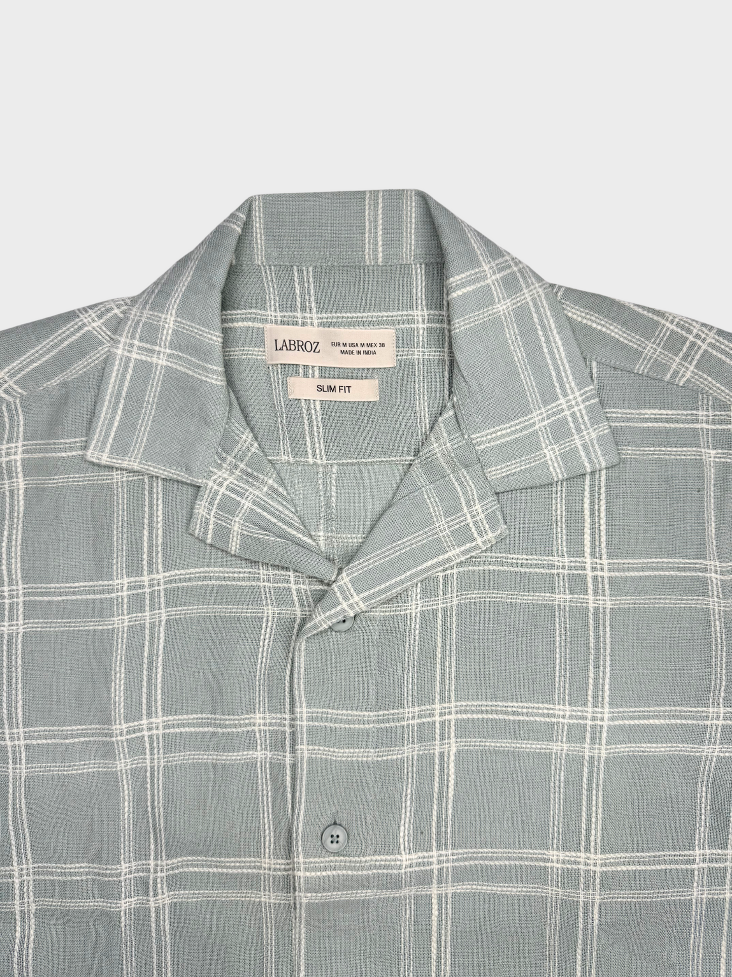 SOFT GREEN CHECKED TEXTURED HALF SLEEVES SHIRT
