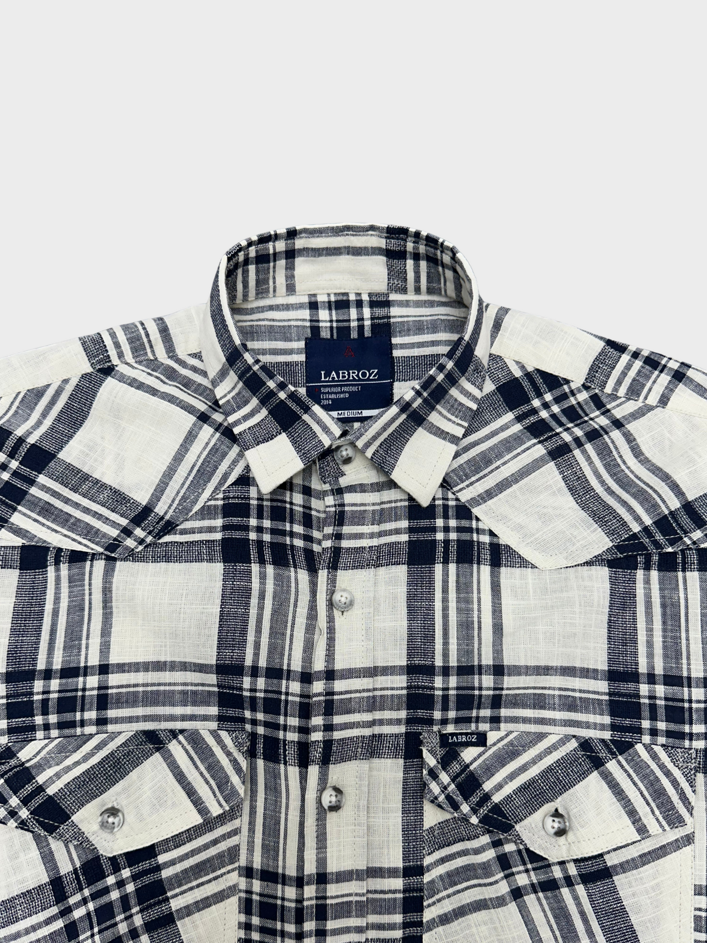 Men's White Dobby Blue Check Slim Fit Shirt