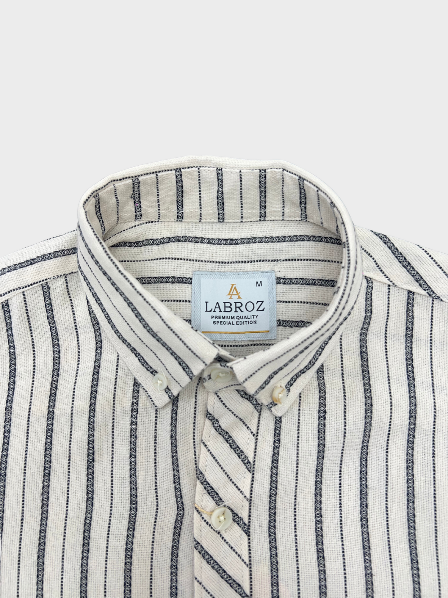 Men's White Linen Striped Slim Fit Shirt