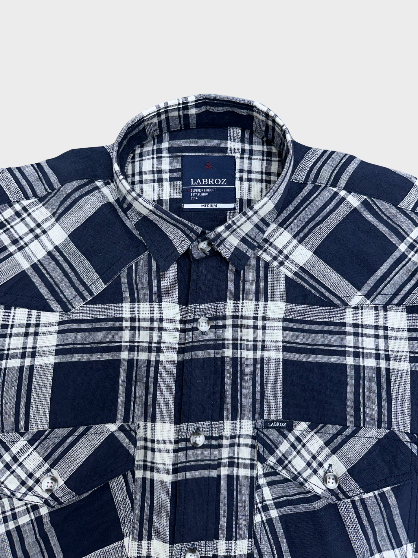 Men's Dark Blue Dobby Check Slim Fit Shirt