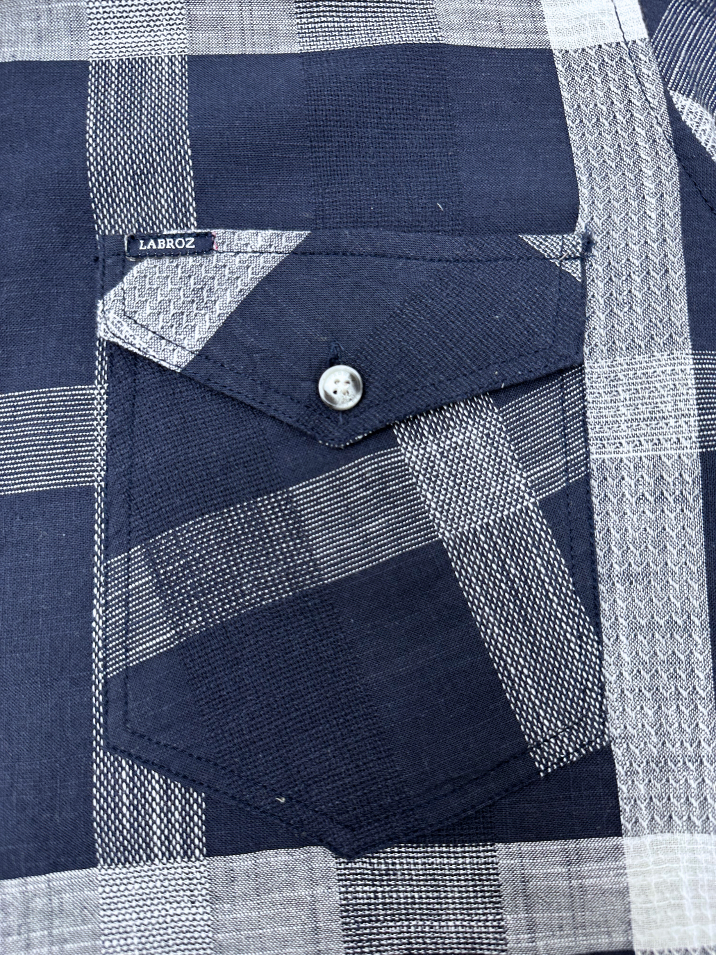 Men's Dobby Check Navy Blue Slim Fit Shirt