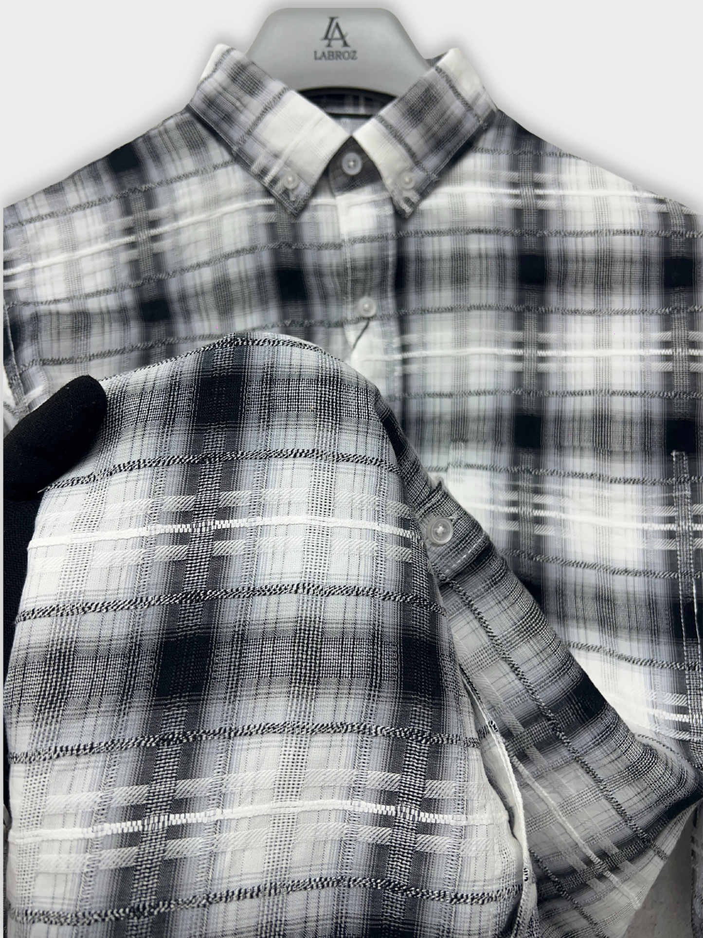 MEN'S SHANEEL EMBROIDERED BLACK CHECK SLIM FIT SHIRT