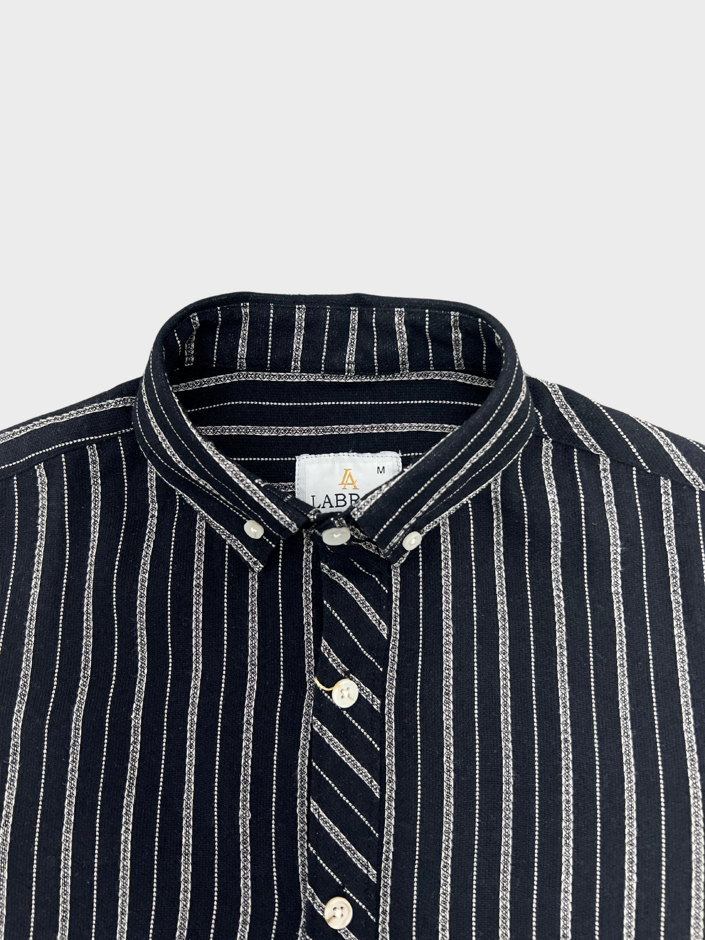 Men's Black Linen Striped Slim Fit Shirt