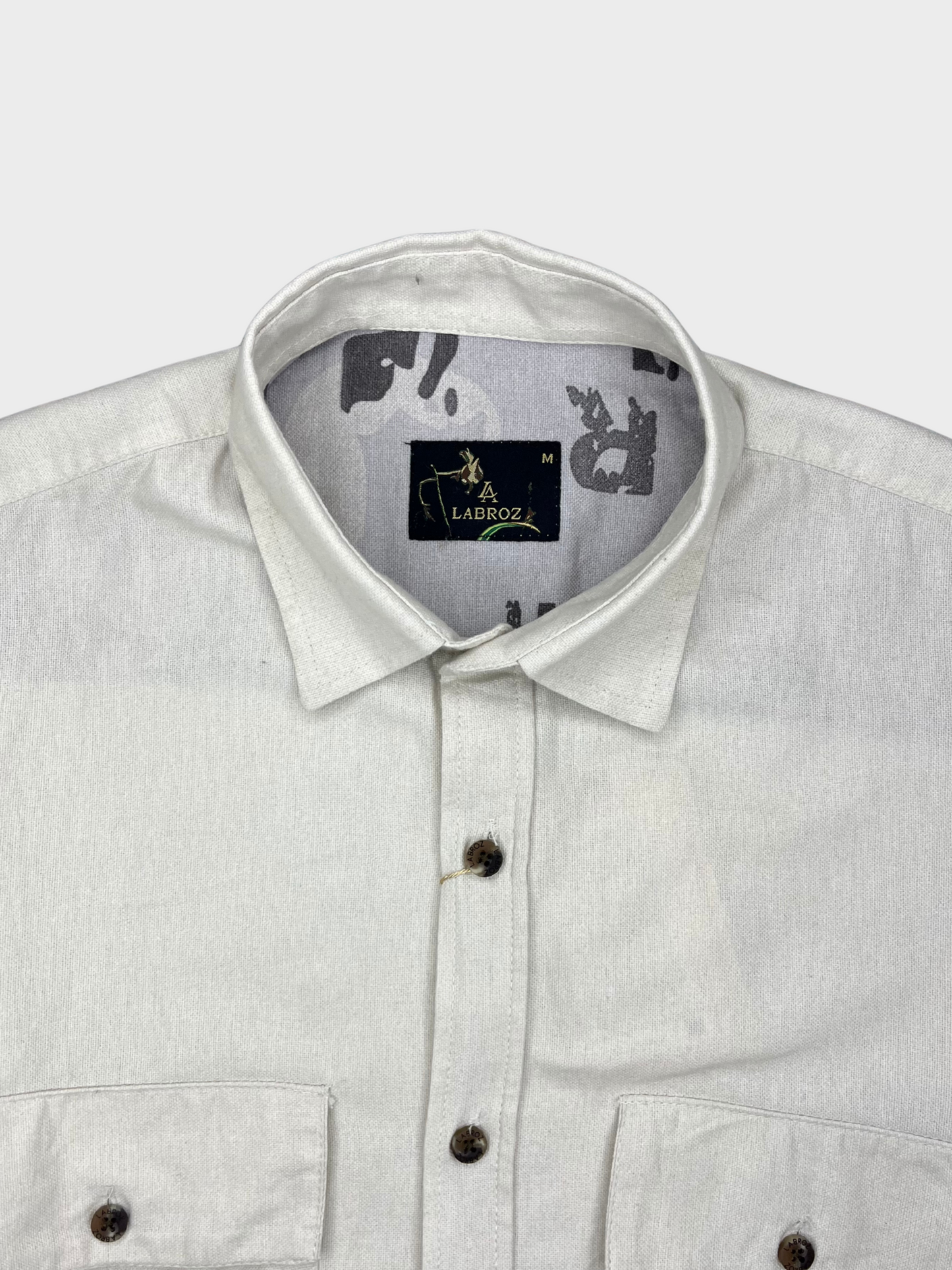Men's White & Grey Gradient Abstract Print Dobby Shirt