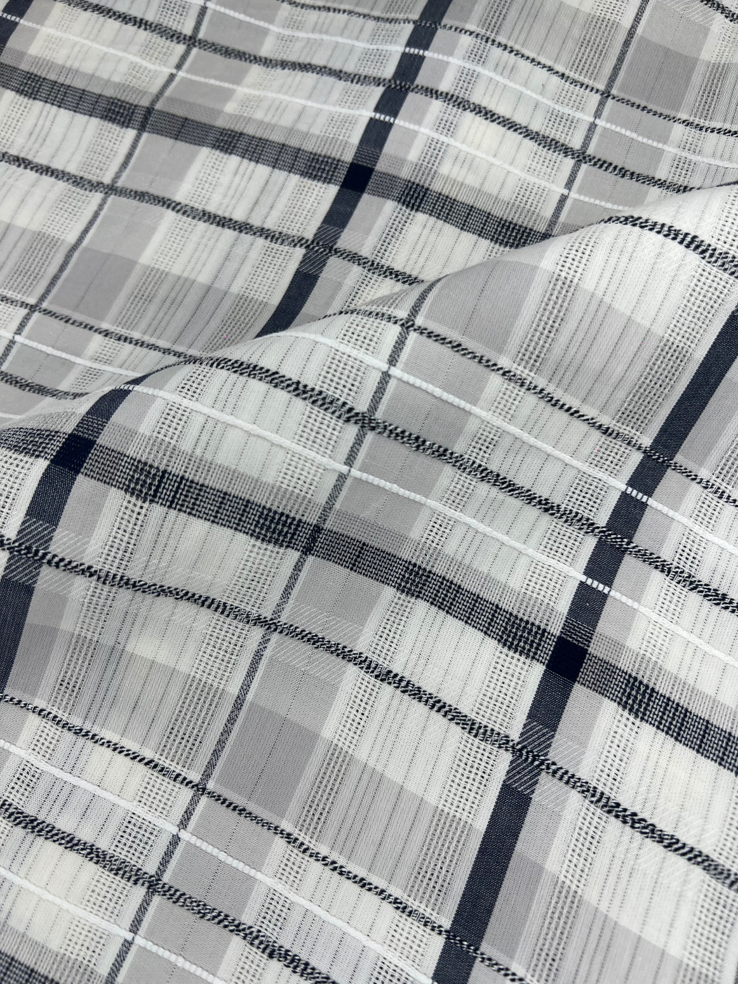 MEN'S SHANEEL EMBROIDERED NAVY BLUE CHECK SLIM FIT SHIRT