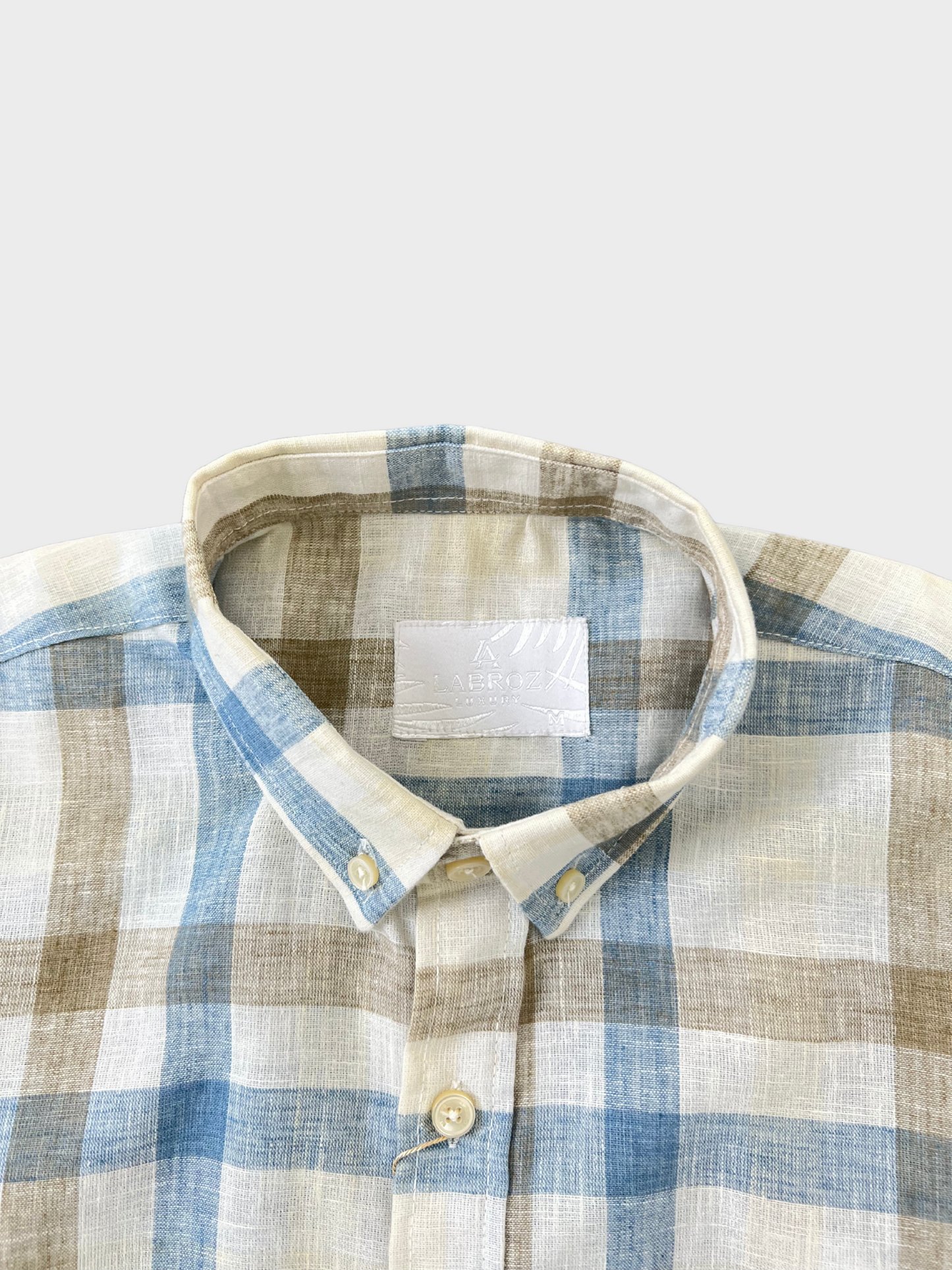 MULTICOLOR CHECKERED LINEN BLEND SLIM FIT SHIRT